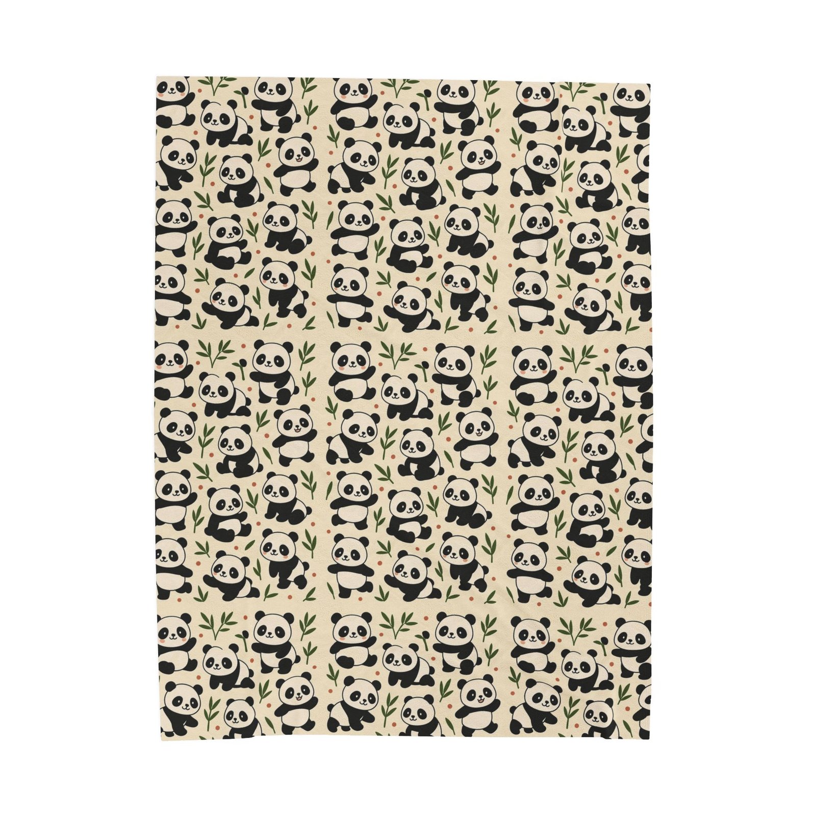 Panda Pattern Velveteen Plush Blanket | Cute Bamboo Bears, Repeating Design - Image 5