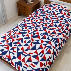 Geometric Red Blue Triangle Pattern Velveteen Plush Blanket | Nautical Modern Throw