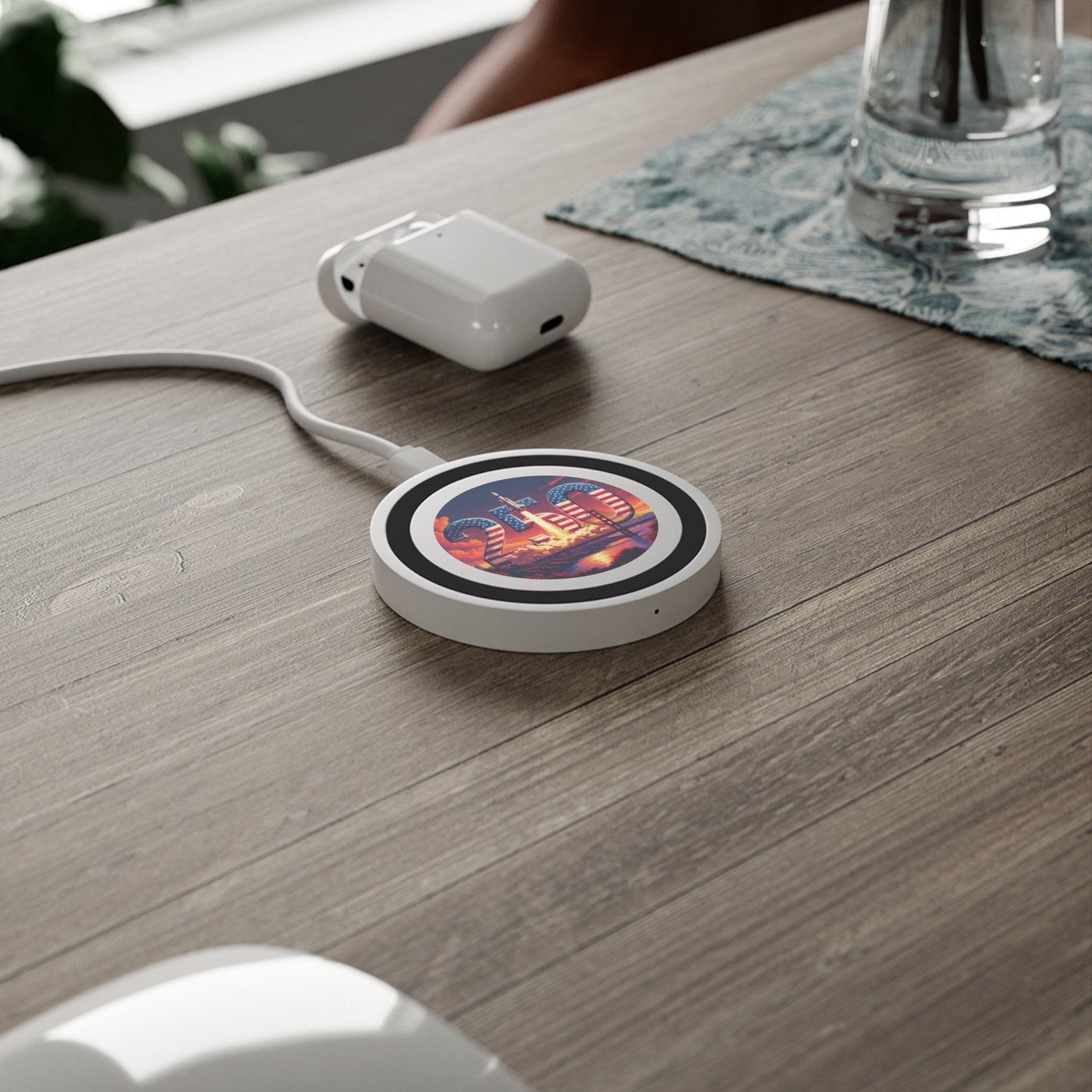 Wireless Charging Pad, American Rocket Design, Tech Gadget Gift, Desk Organizer, Office Decor - Image 3