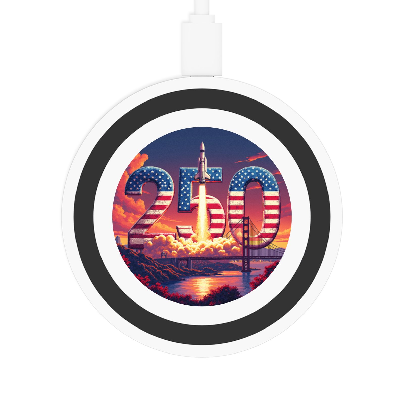 Wireless Charging Pad, American Rocket Design, Tech Gadget Gift, Desk Organizer, Office Decor