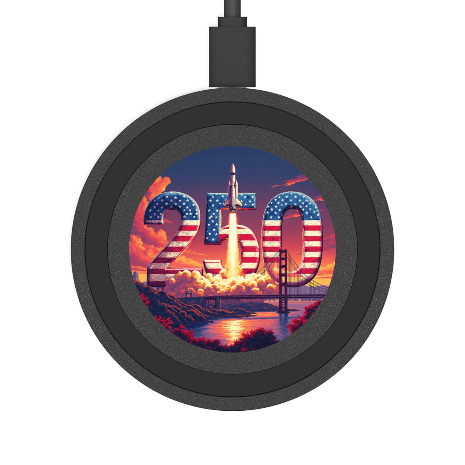 Wireless Charging Pad, American Rocket Design, Tech Gadget Gift, Desk Organizer, Office Decor - Image 6