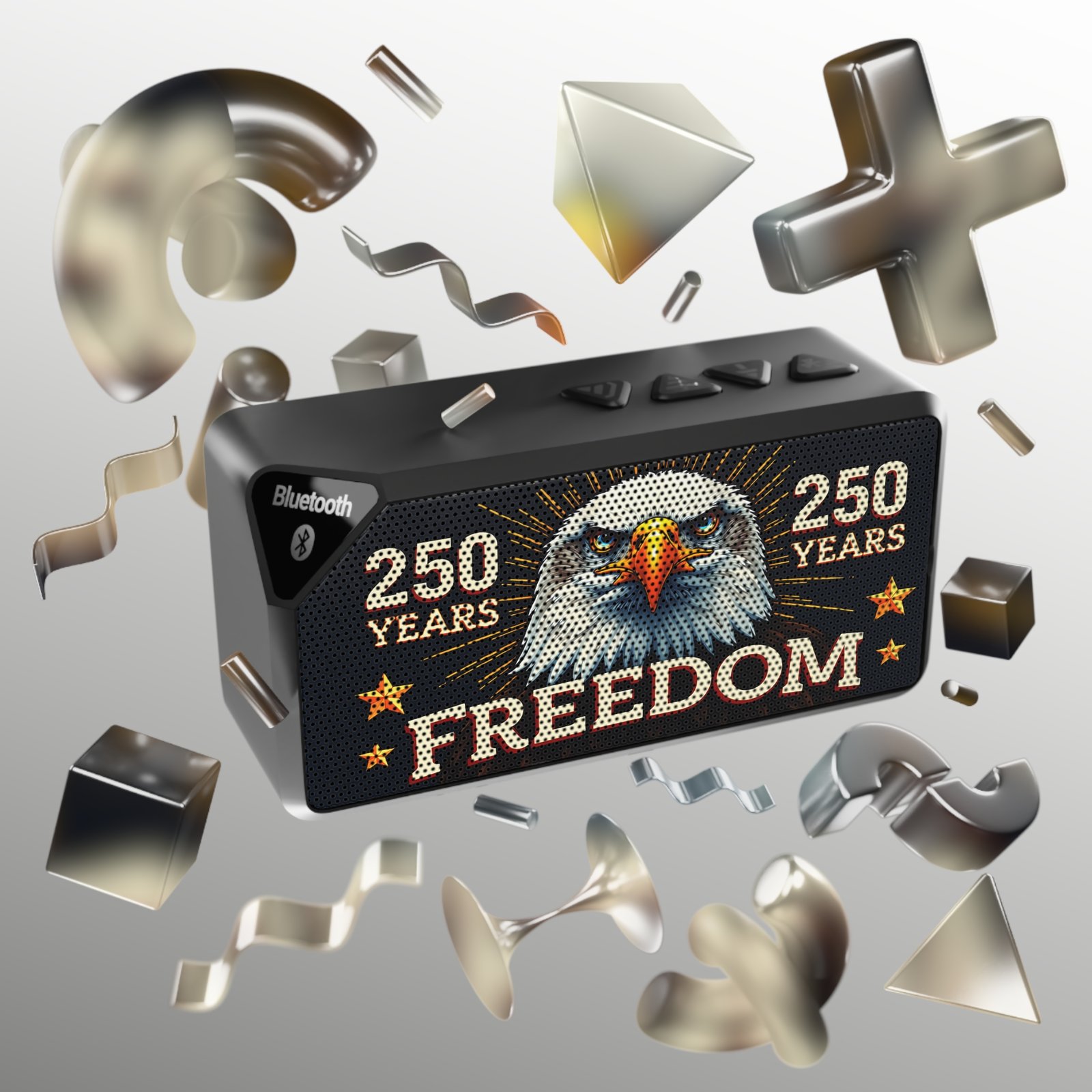 250 Years of Freedom Bluetooth Speaker | America 250 Portable Speaker | Patriotic Wireless Audio | Rechargeable Speaker | USA Gift Idea