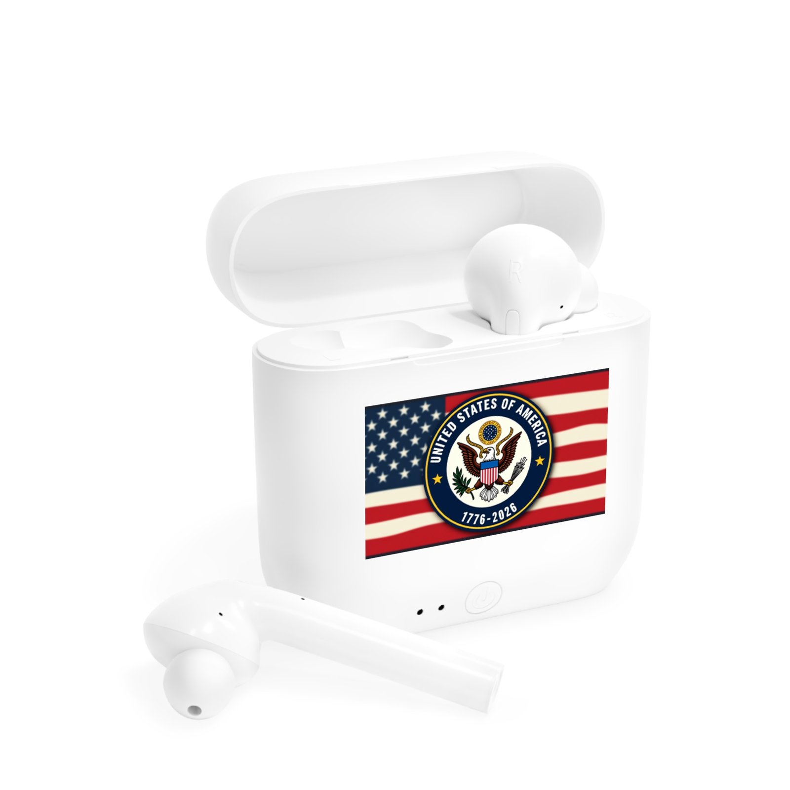 Patriotic Earbuds, American Flag Wireless Headphones, Independence Day Gift, USA 1776-2026 Tech Accessories, Fourth of July Music Gear - Image 5