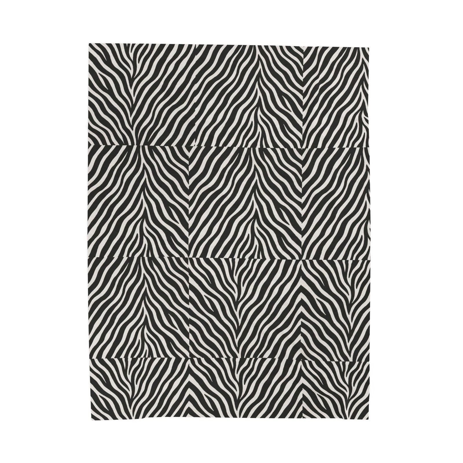 Zebra Stripe Pattern Velveteen Plush Blanket | Black White Animal Print - Image 5