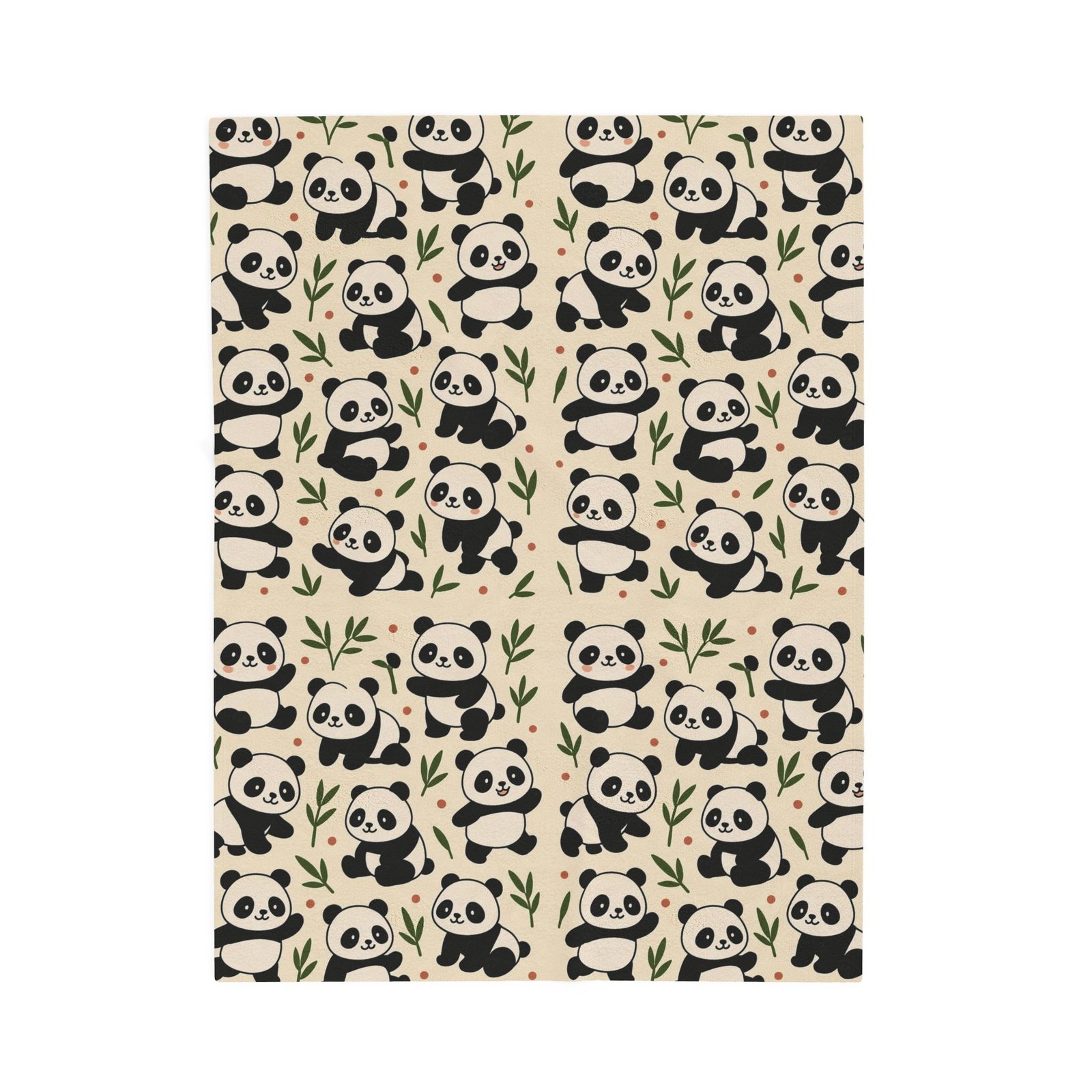 Panda Pattern Velveteen Plush Blanket | Cute Bamboo Bears, Repeating Design - Image 9