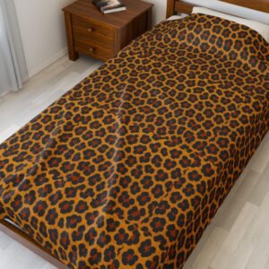 Leopard Print Velveteen Plush Blanket | Animal Print Cozy Throw