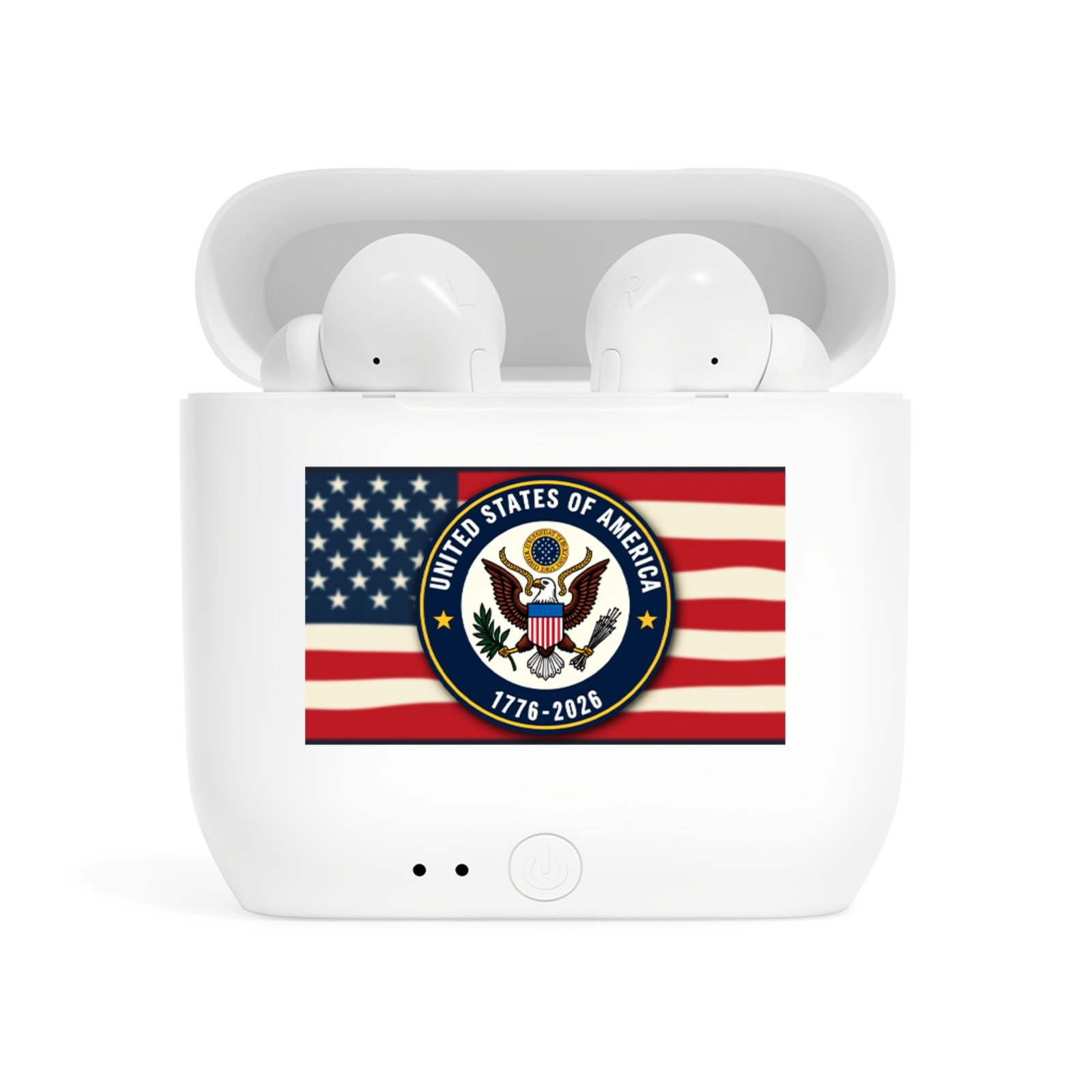 Patriotic Earbuds, American Flag Wireless Headphones, Independence Day Gift, USA 1776-2026 Tech Accessories, Fourth of July Music Gear - Image 4