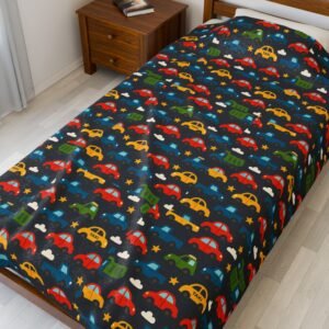 Colorful Cars Pattern Velveteen Plush Blanket | Kids Car Design, Cozy Throw