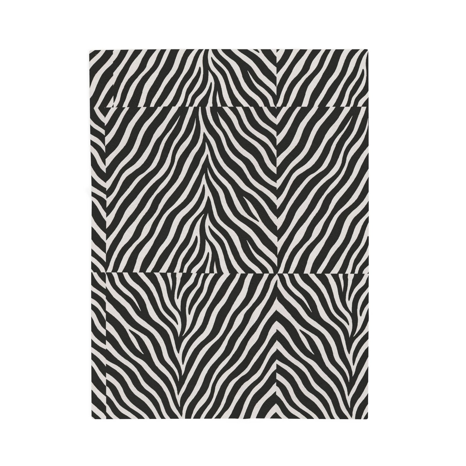 Zebra Stripe Pattern Velveteen Plush Blanket | Black White Animal Print - Image 9