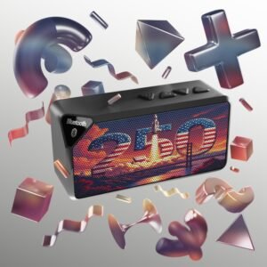 Sunset Rocket American Flag Bluetooth Speaker | Patriotic Wireless Speaker | USA Freedom Tech Gift | Rechargeable Portable Audio | 1776_2026