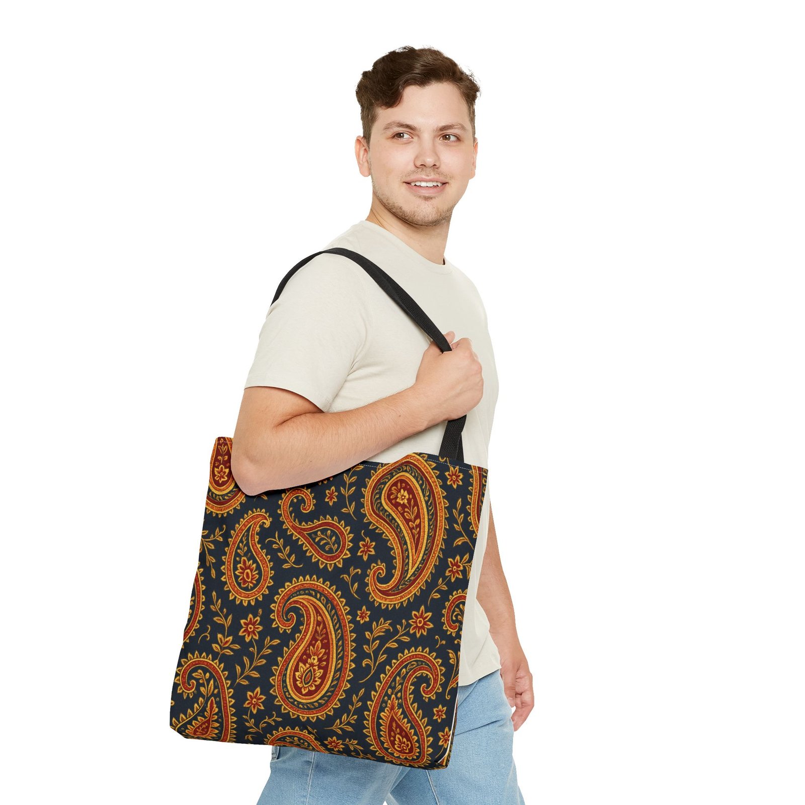 Autumn Paisley Pattern Tote Bag | All-Over Print - Image 11