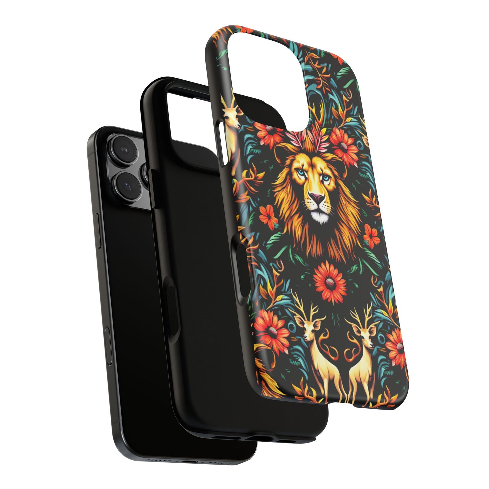 iPhone16 Vibrant Lion Phone Case, Tough Cases, Floral Design, Bohemian Style, Gift for Animal Lovers, Unique Phone Accessories - Image 31