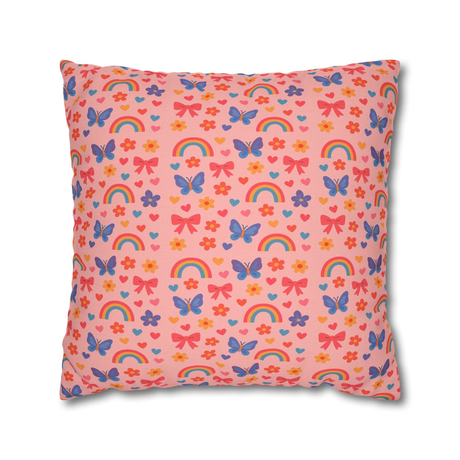 Rainbow Butterflies Pattern Pillowcase | Square Polyester Pillowcase - Image 19