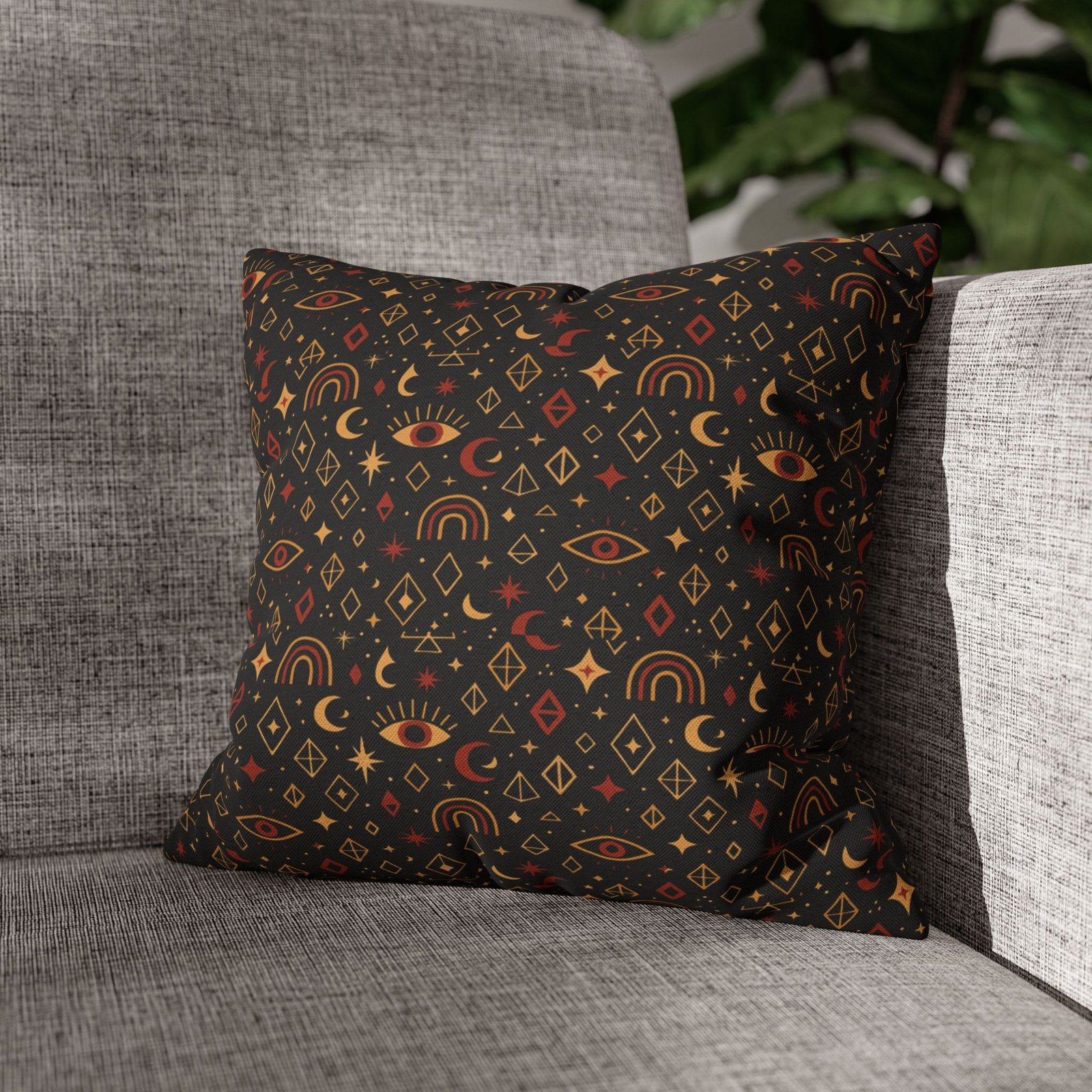Mystic Eye Pattern Pillowcase | Boho Celestial Motif, Dark Autumn Colors - Image 6