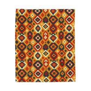 Southwestern Diamond Pattern Velveteen Plush Blanket | Aztec Geometric Throw
