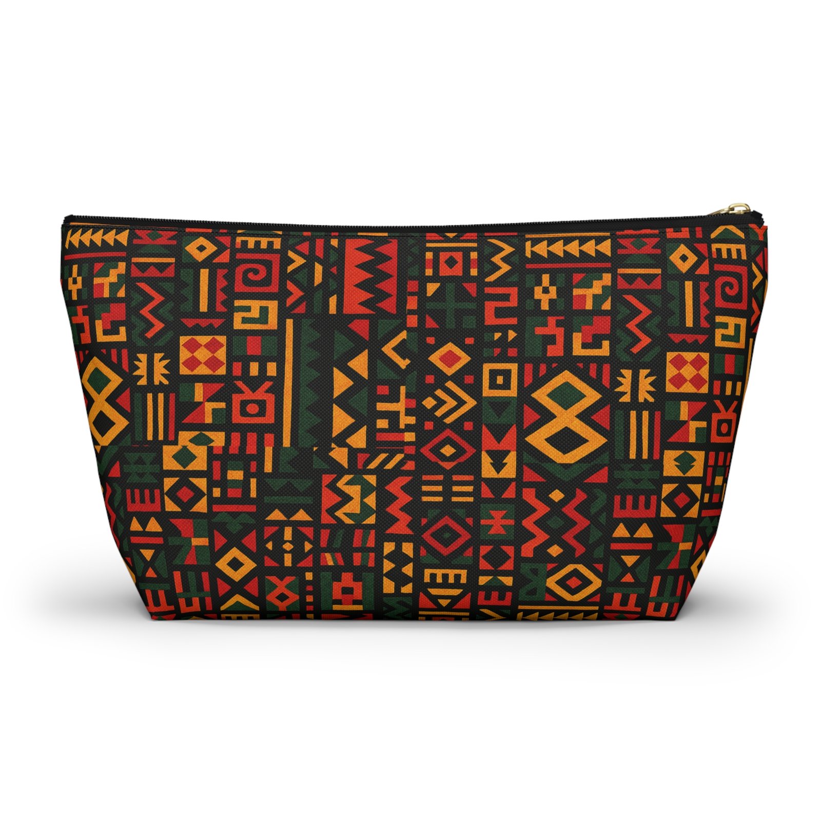 African Tribal Pattern Accessory Pouch | T-Bottom Zip Cosmetic Bag - Image 2