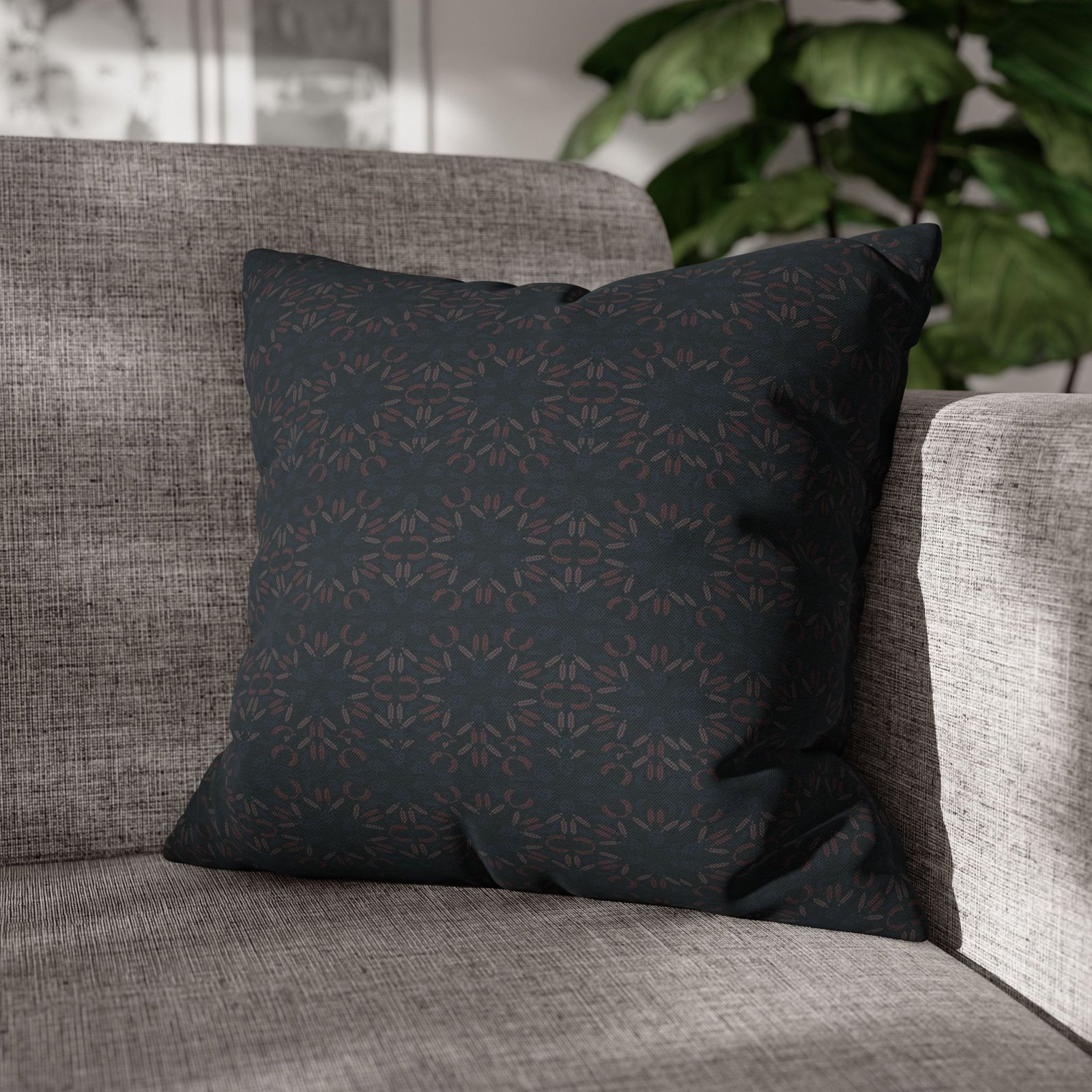 Dark Geometric Mosaic Pillowcase | Spun Polyester Square Pillowcase - Image 17