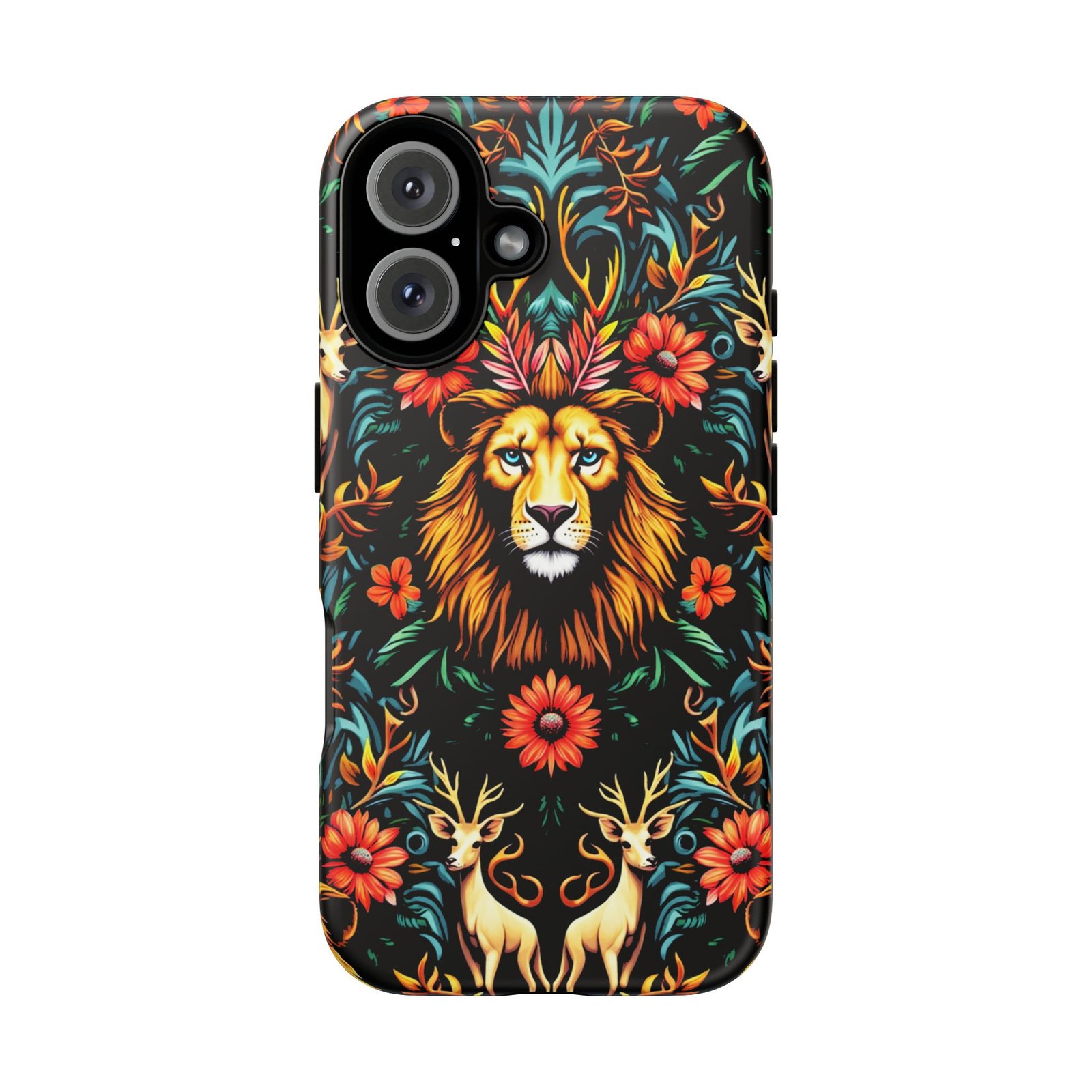 iPhone16 Vibrant Lion Phone Case, Tough Cases, Floral Design, Bohemian Style, Gift for Animal Lovers, Unique Phone Accessories - Image 5