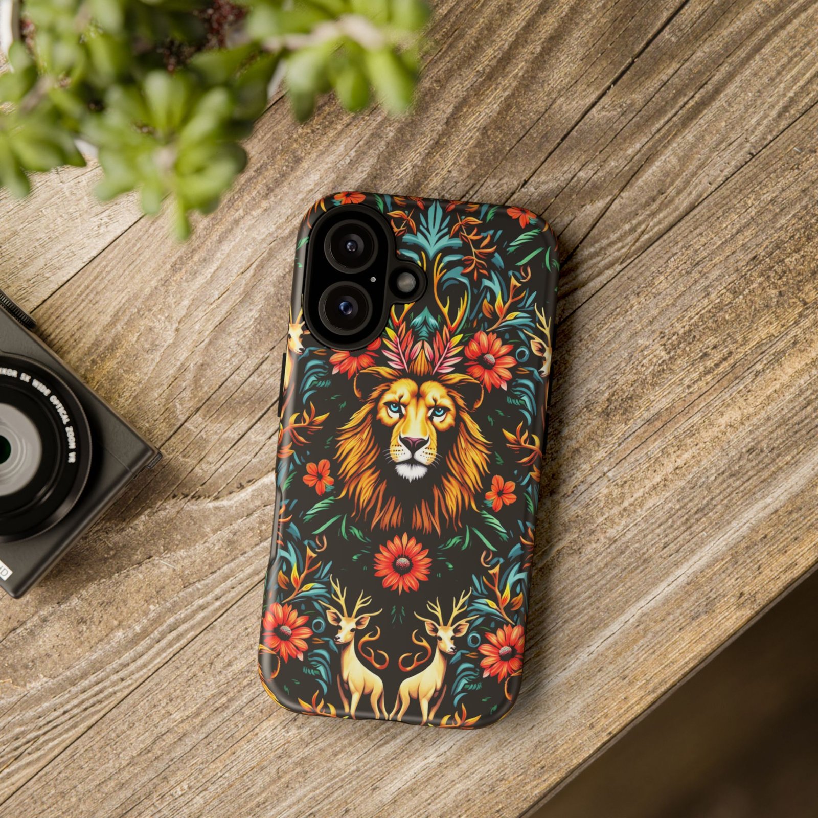 iPhone16 Vibrant Lion Phone Case, Tough Cases, Floral Design, Bohemian Style, Gift for Animal Lovers, Unique Phone Accessories - Image 8