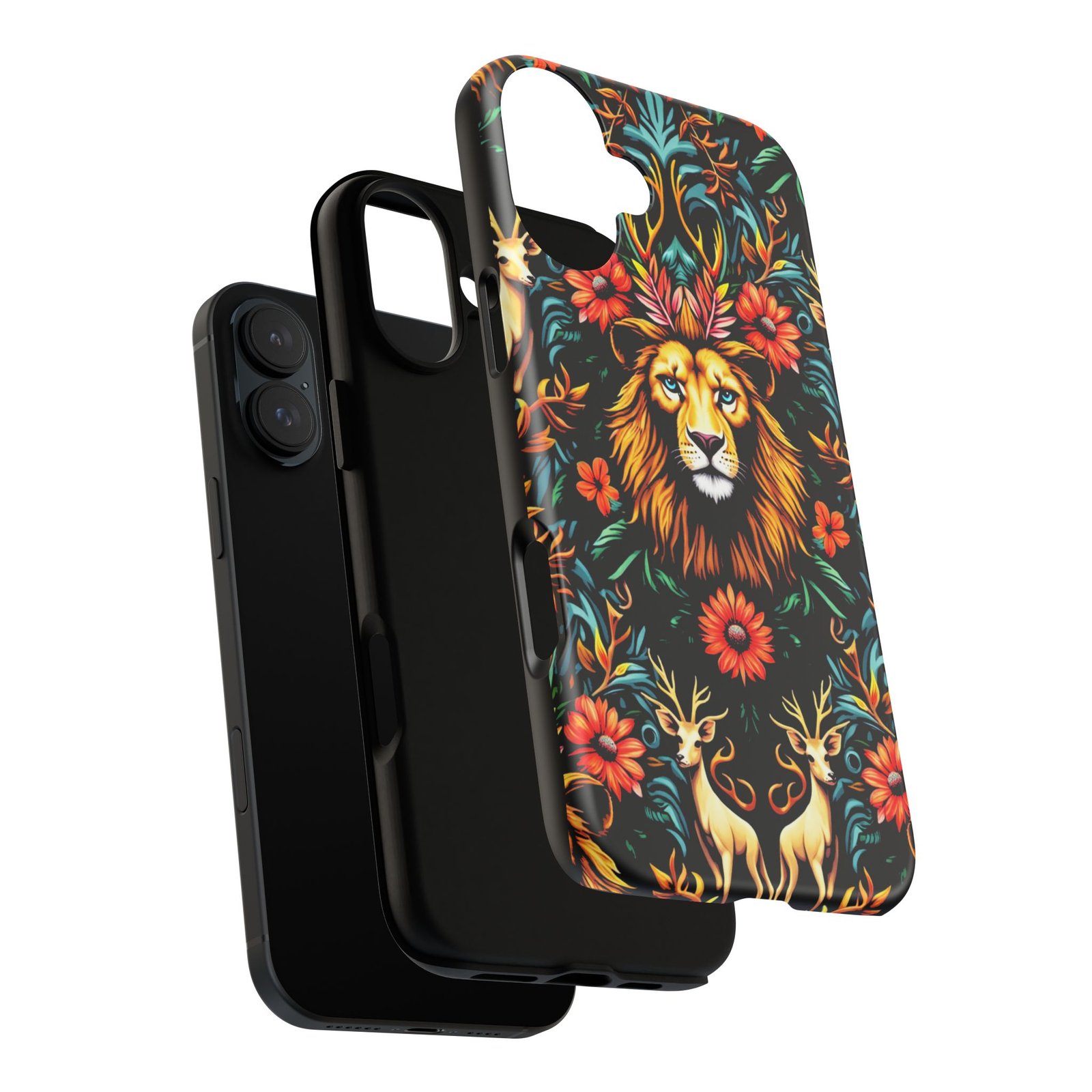 iPhone16 Vibrant Lion Phone Case, Tough Cases, Floral Design, Bohemian Style, Gift for Animal Lovers, Unique Phone Accessories - Image 15