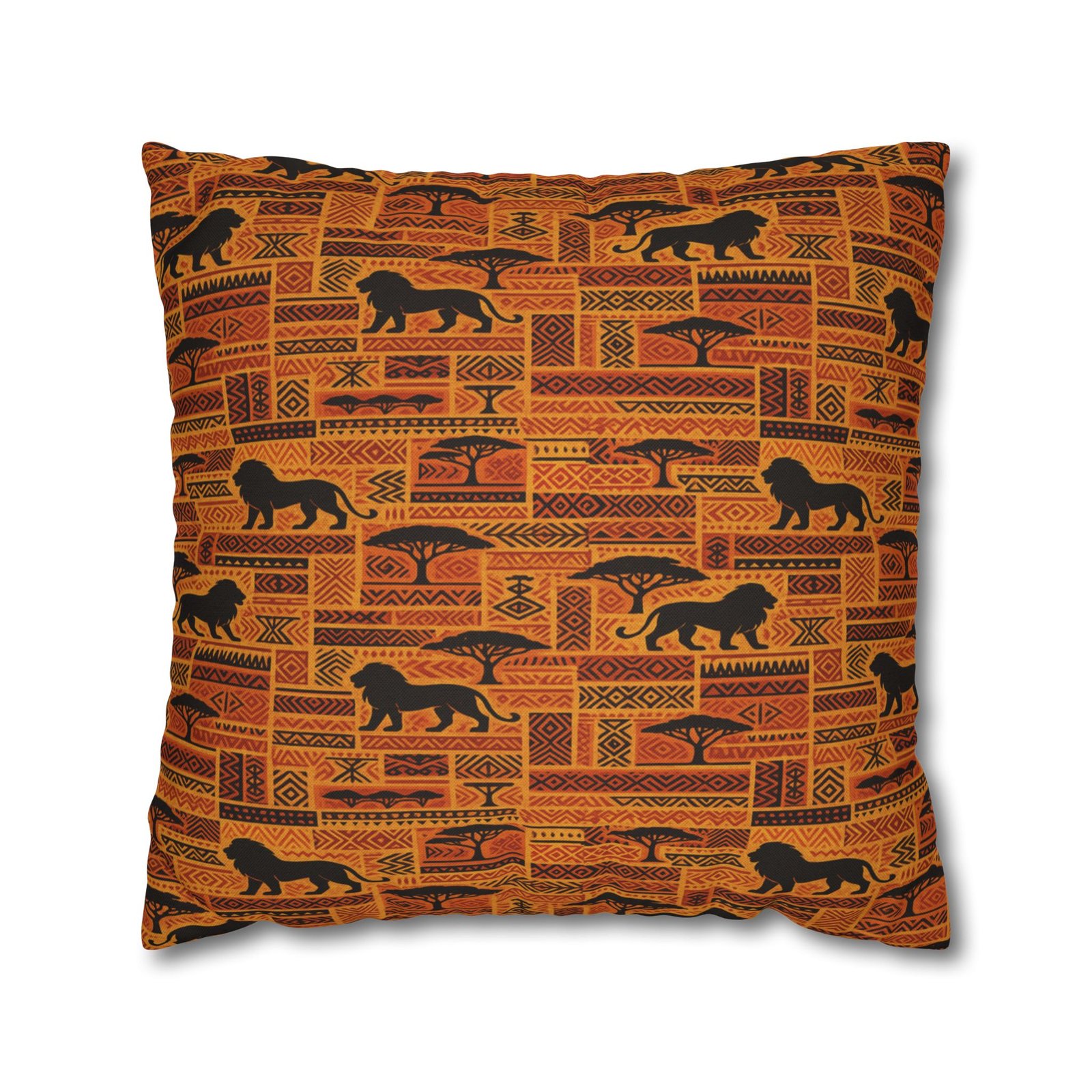 African Safari Pattern Pillowcase | Lion Silhouette Square Pillow - Image 19