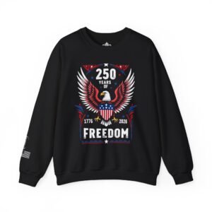 Patriotic Eagle Sweatshirt, 250 Years of Freedom, America 250 Semiquincentennial Pullover, 1776-2026 U.S. Anniversary Crewneck