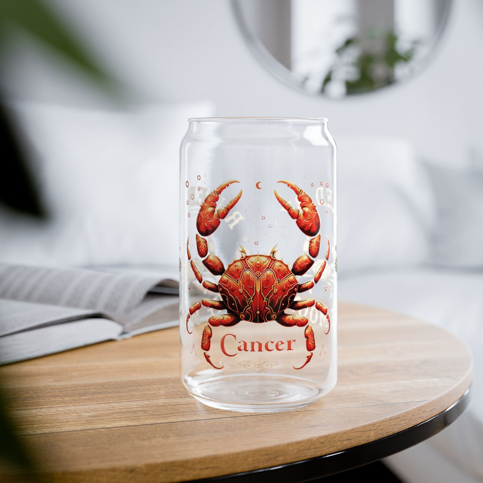 Cancer Zodiac Sipper Glass | 16oz Astrological Drinkware for Astrology Lovers, Birthday Gift, Personalized Glass, Unique Party Favor - Image 14