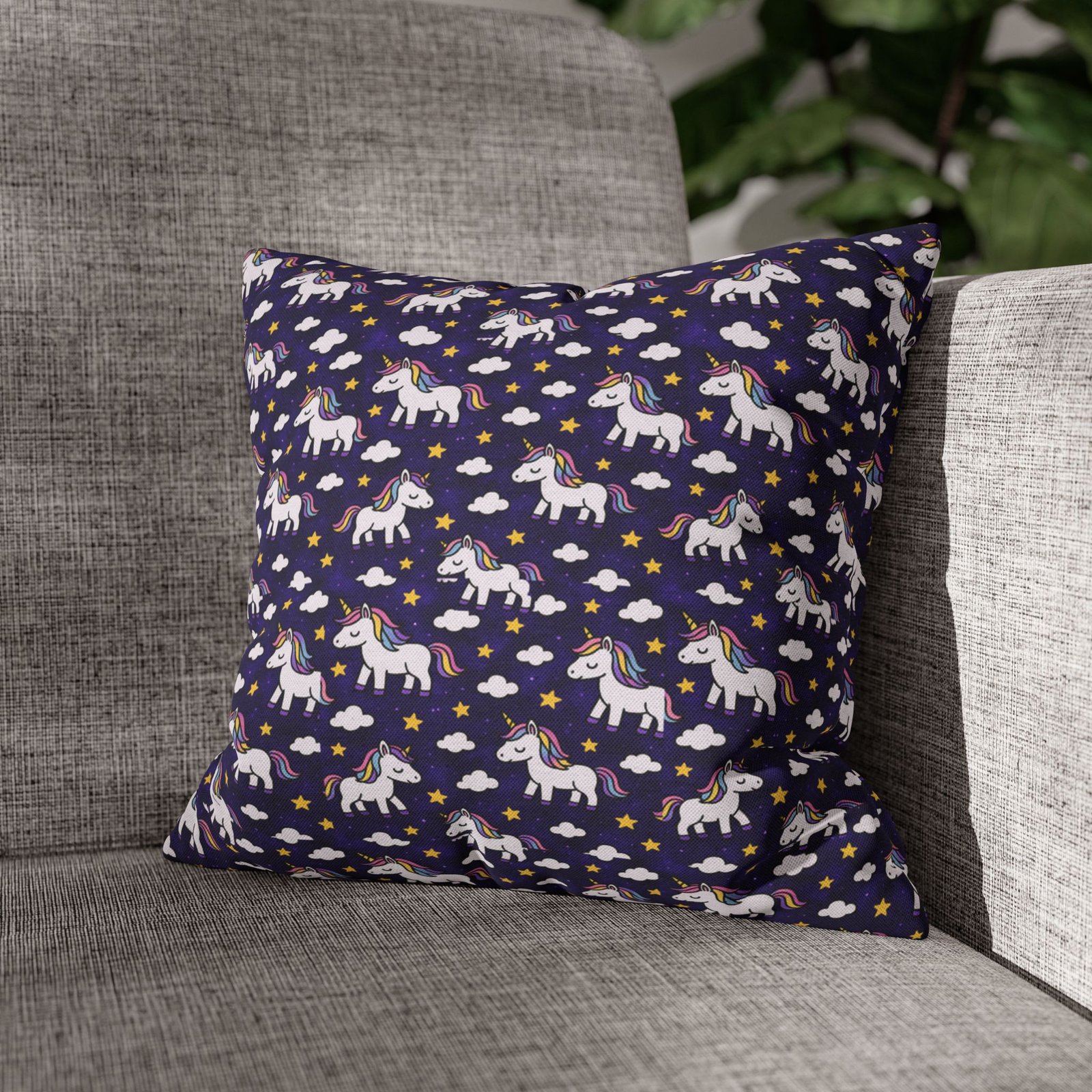 Unicorn Pattern Pillowcase | Square Polyester Throw Pillow Cover - Image 6