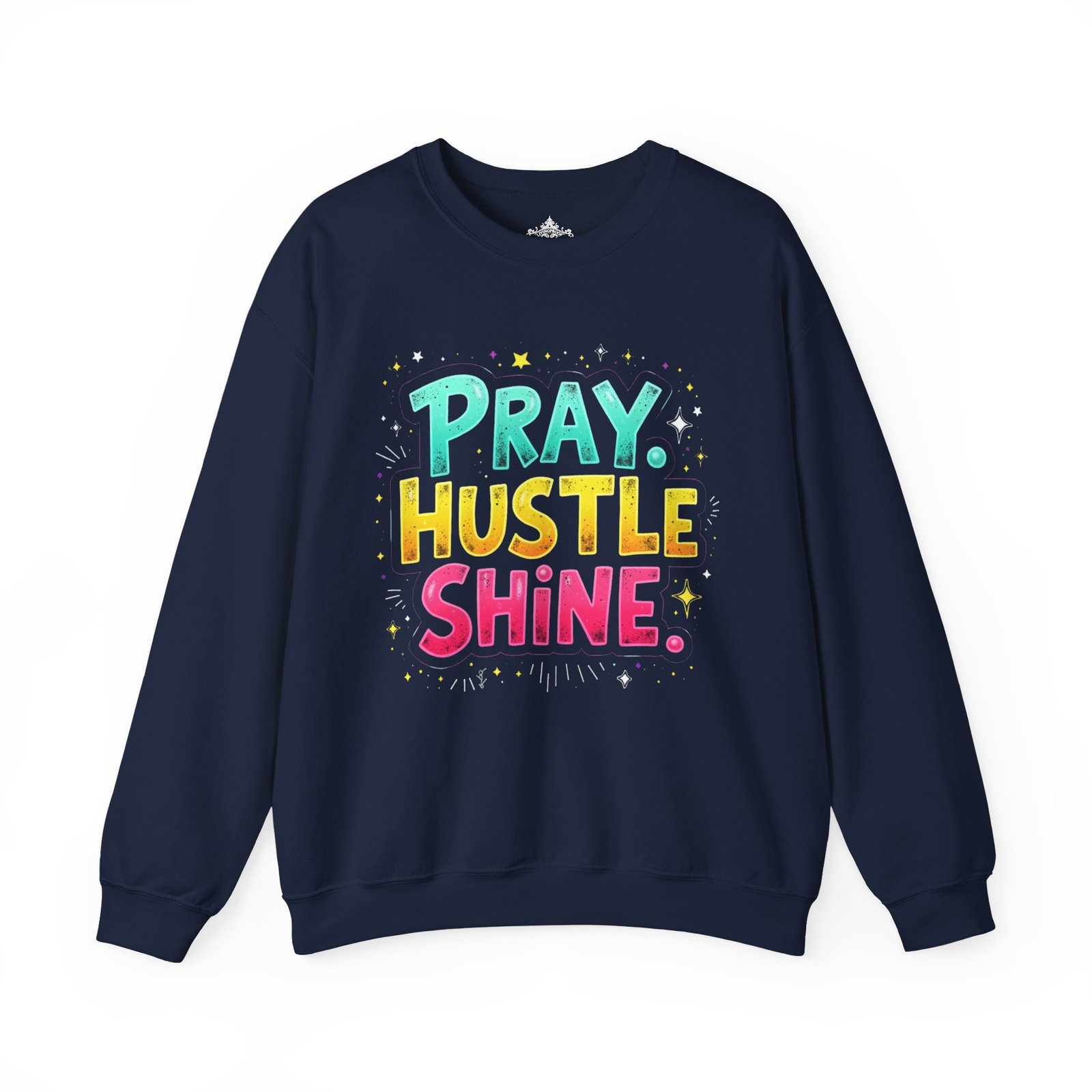 Pray Hustle Shine Crewneck Sweatshirt | Motivational Gift, Cozy Attire, Unisex Sweater, Spiritual Vibes, Everyday Wear - Image 5