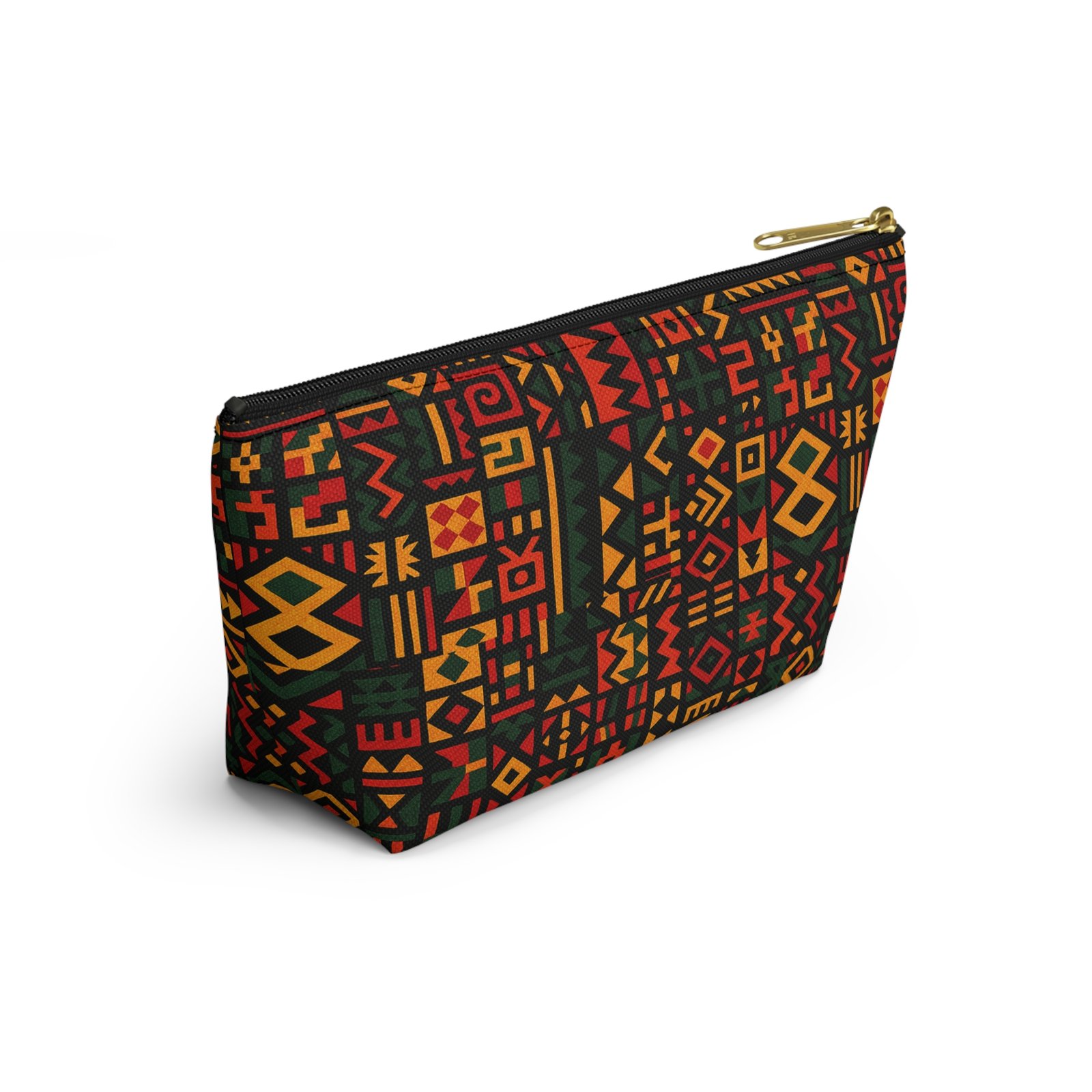African Tribal Pattern Accessory Pouch | T-Bottom Zip Cosmetic Bag - Image 12
