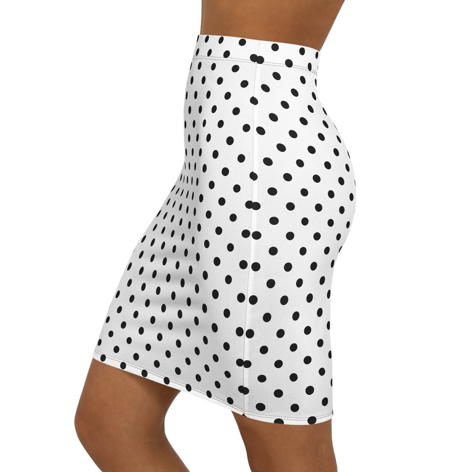 Black Polka Dot Pencil Skirt - Image 3