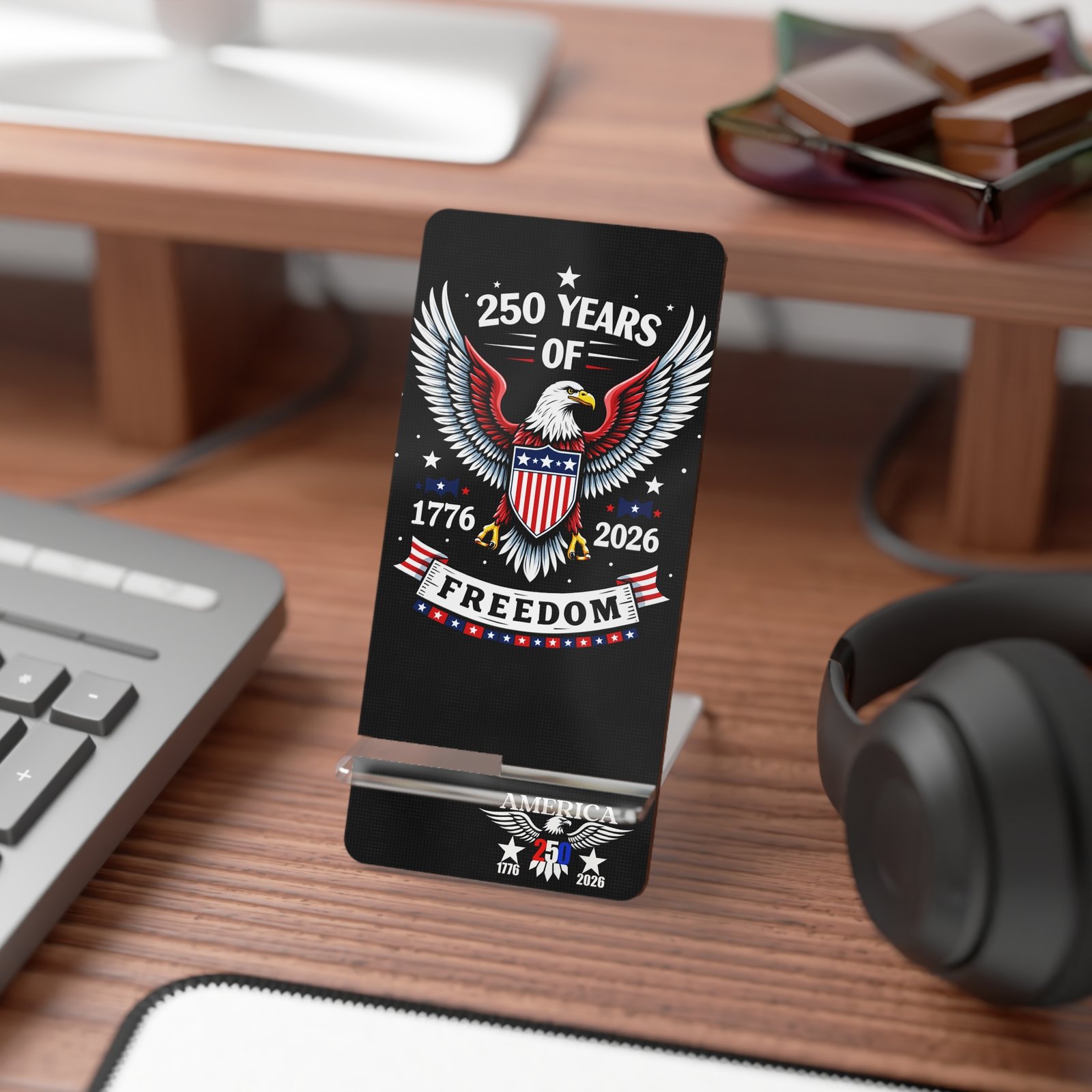 Phone Stand, USA Patriotic Independence Day Smartphone Dock Holder, July 4th & Christmas Gift, Mobile Phone Cradle, American Phone Mount