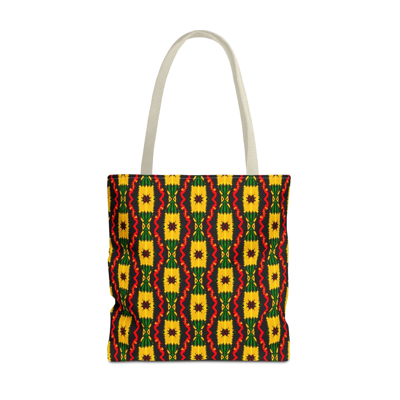 African Geometric Pattern Tote Bag | Yellow Red Green Print - Image 17