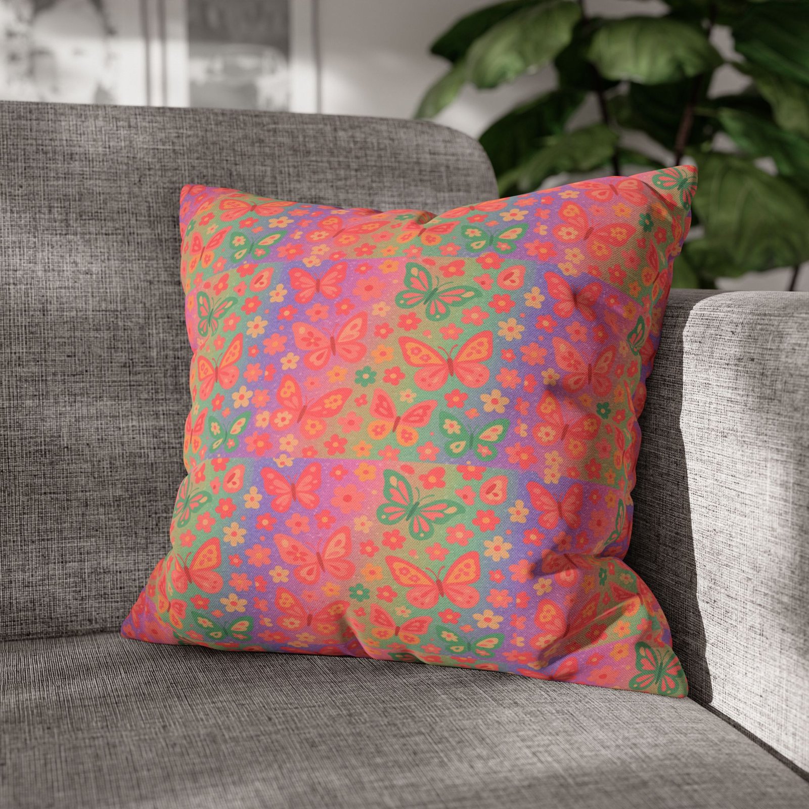 Watercolor Floral Pattern Spun Polyester Pillowcase | Square Decorative Pillow - Image 17