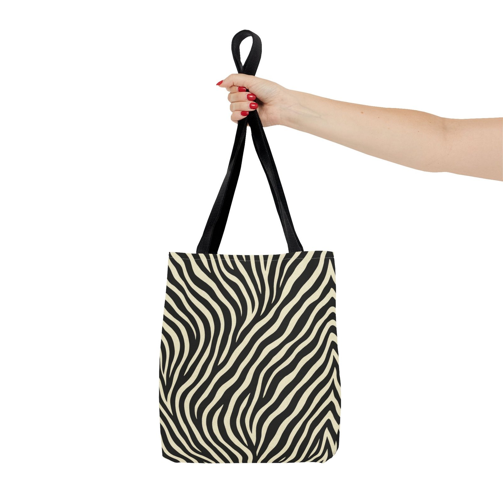 Zebra Stripe Pattern Tote Bag | Animal Print, Black White, All-Over Print - Image 4