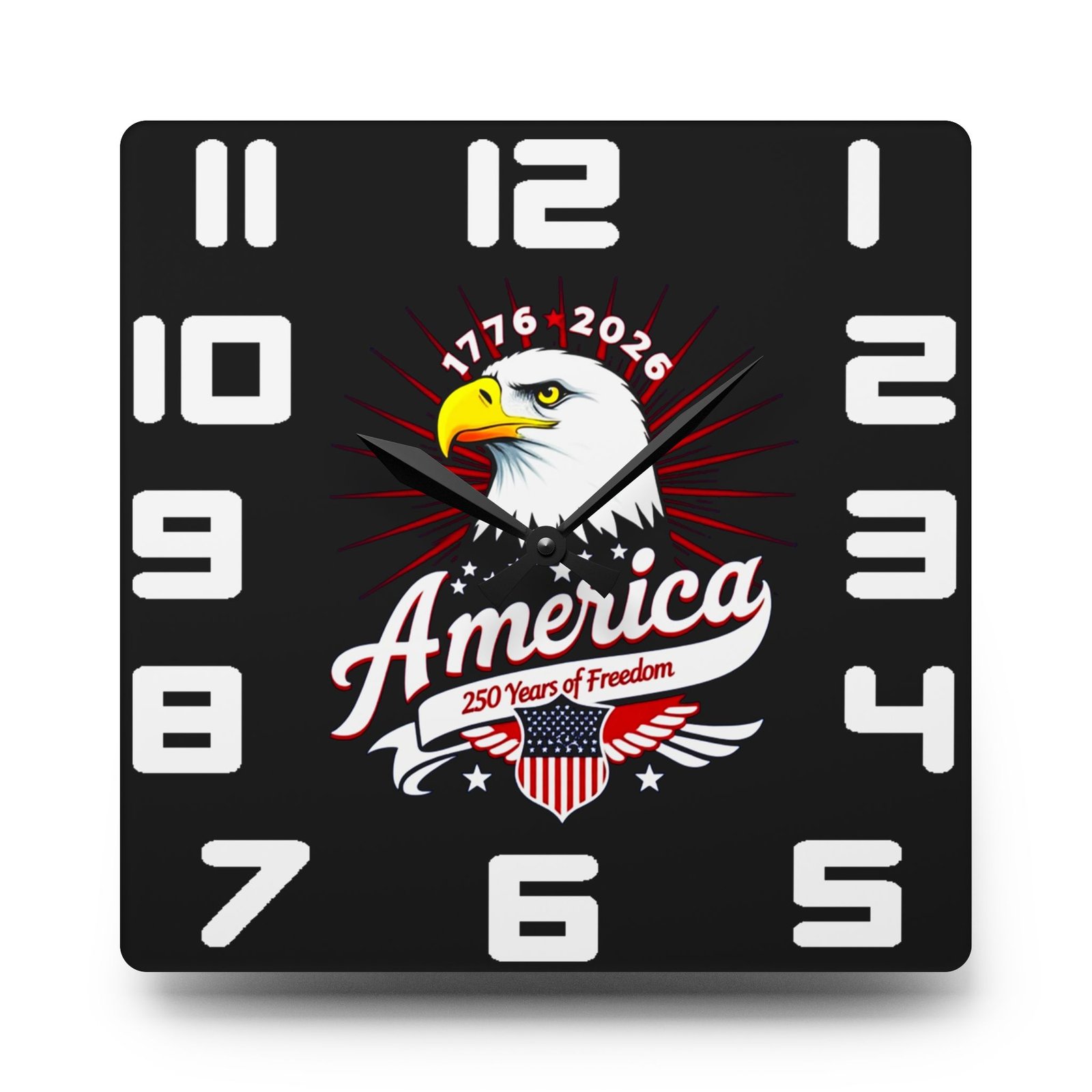 Patriotic Wall Clock, America 250 Years, USA Independence, Freedom, Red White Blue Clock, Acrylic Home Decor - Image 2