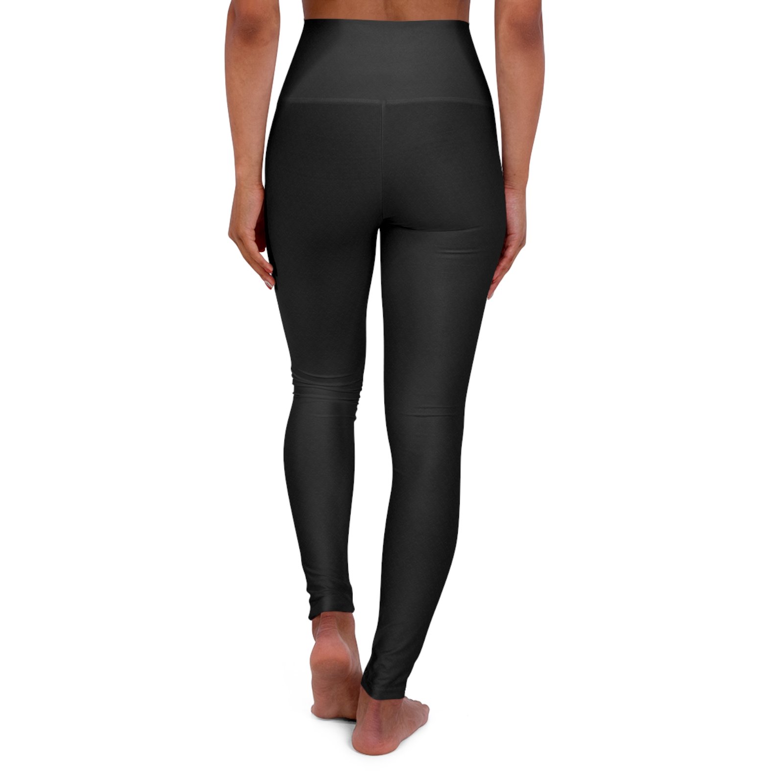 Solid Black High Waisted Yoga Leggings - Image 2
