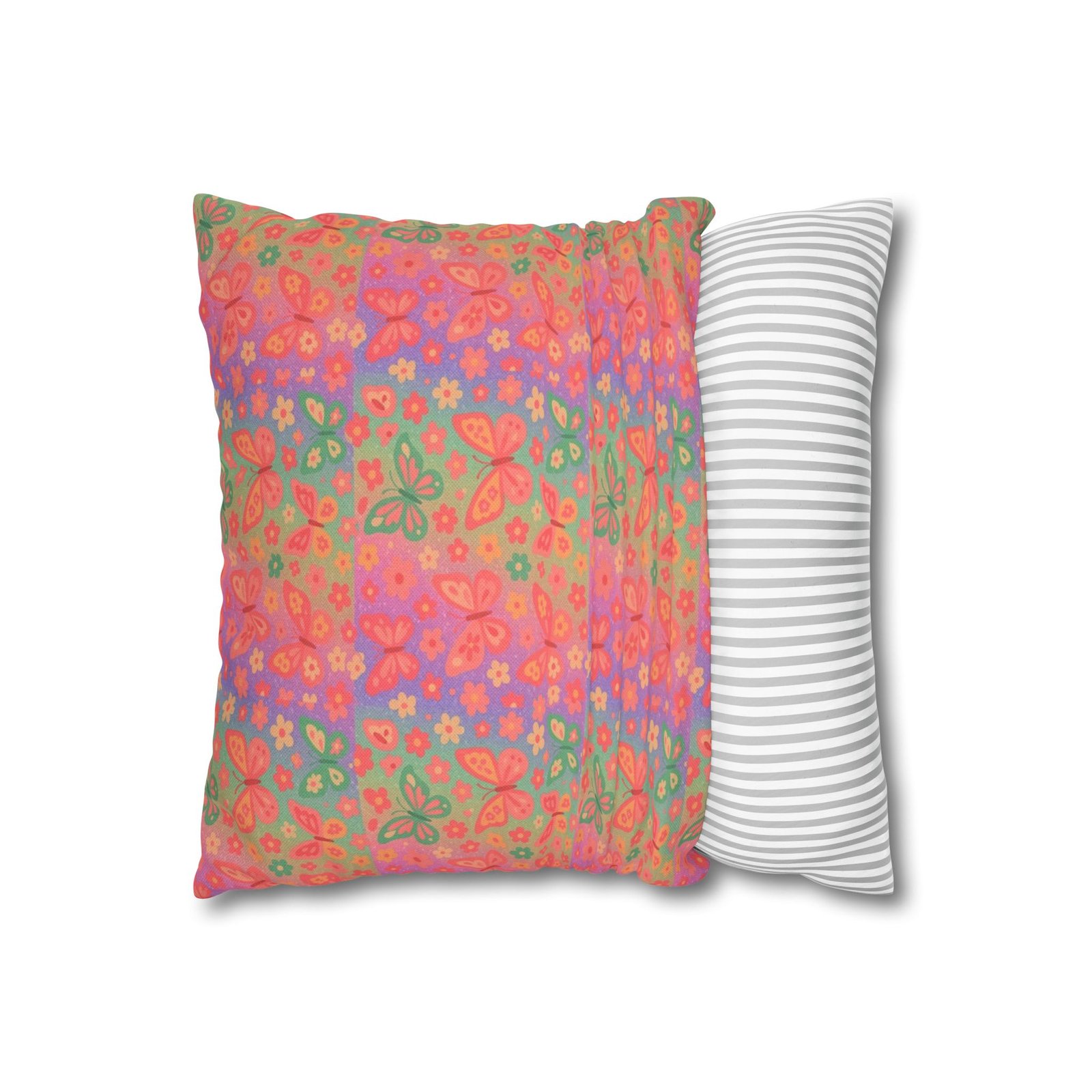 Watercolor Floral Pattern Spun Polyester Pillowcase | Square Decorative Pillow - Image 5