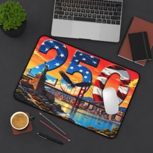 Patriotic Desk Mat, America 250 Mouse Pad, Independence Day Keyboard Pad, USA Flag Office Decor, Memorial Day Work Station Accessory
