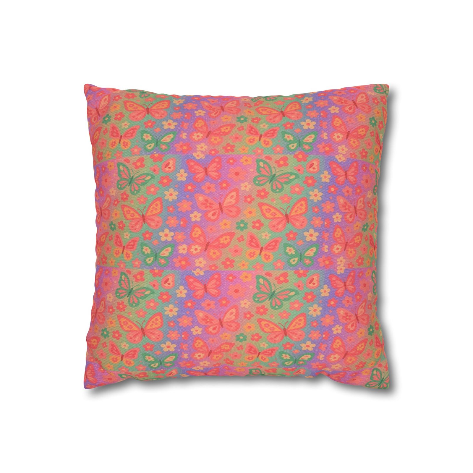 Watercolor Floral Pattern Spun Polyester Pillowcase | Square Decorative Pillow - Image 2
