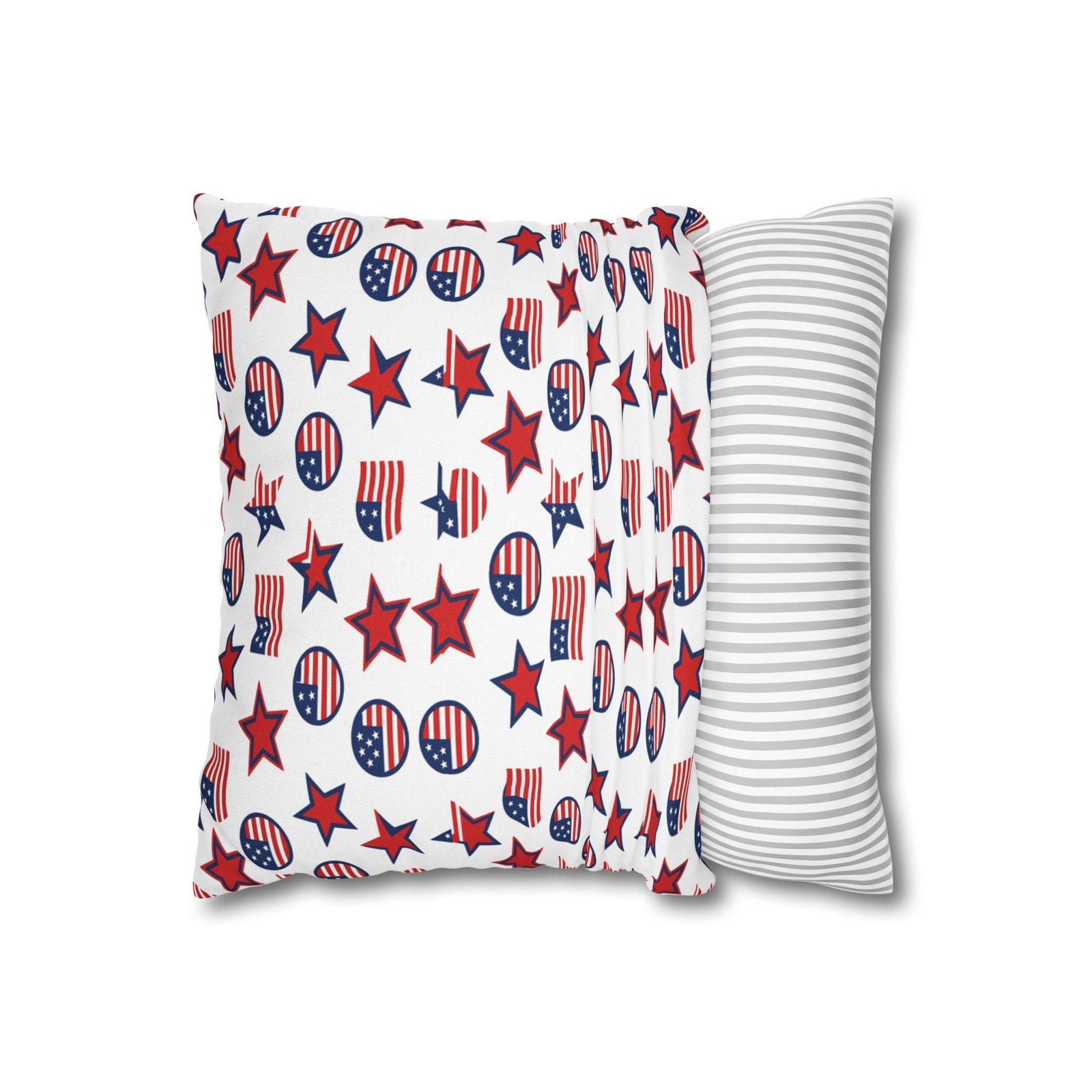 Patriotic Stars and Flags Pillowcase | American Flag Pattern Pillow - Image 3