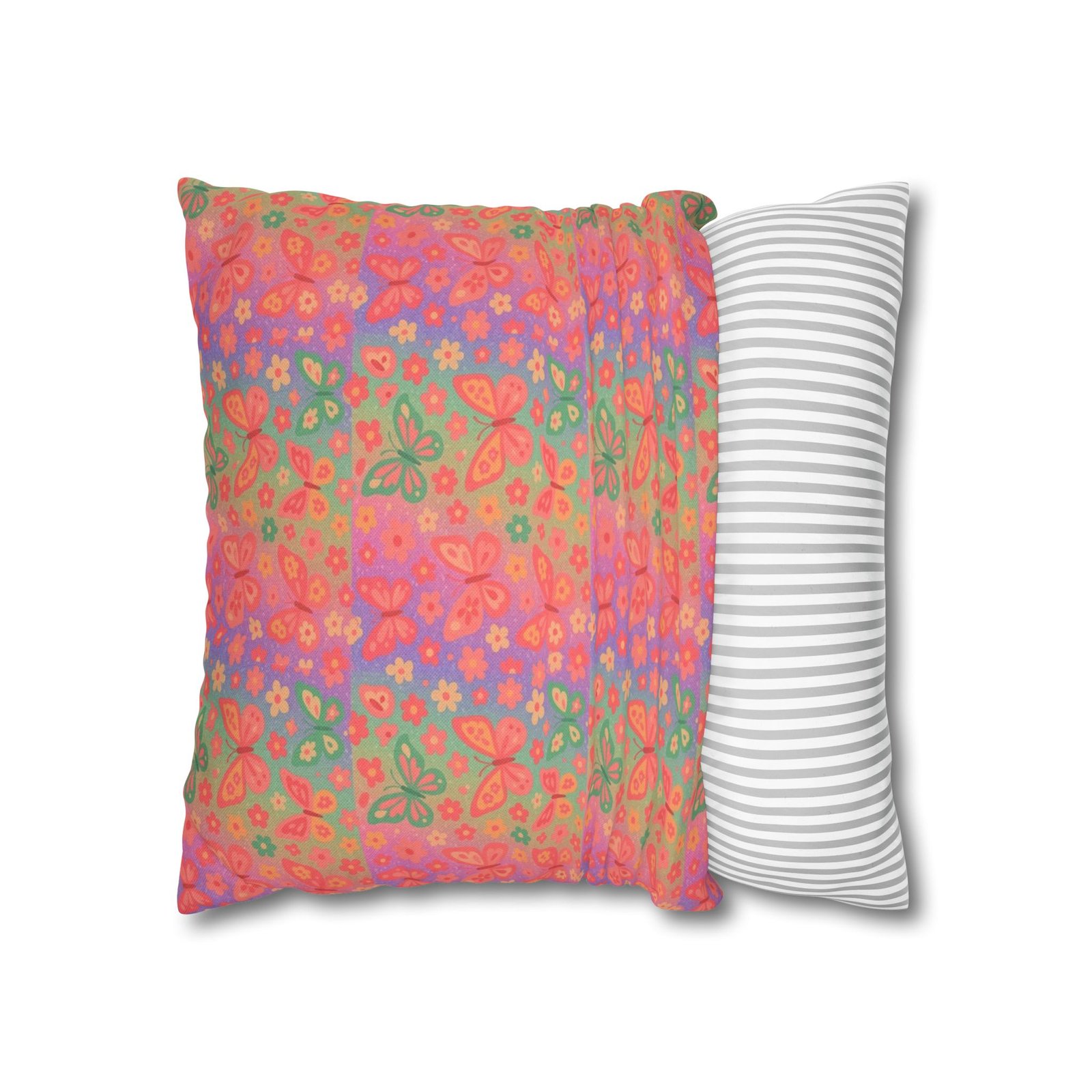Watercolor Floral Pattern Spun Polyester Pillowcase | Square Decorative Pillow - Image 8