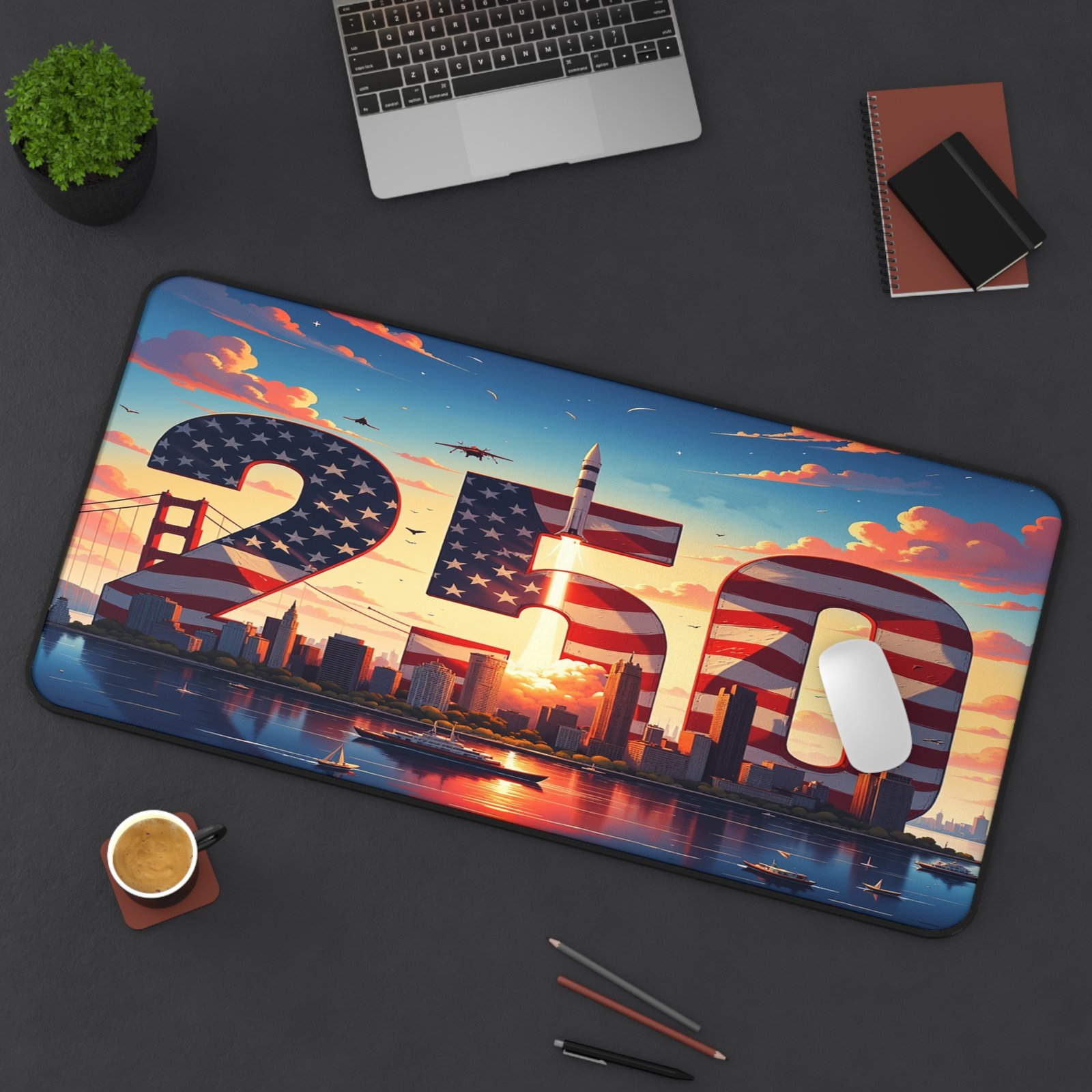 America 250 Skyline Desk Mat, USA Cityscape Mouse Pad, United States Office Decor, American Landmarks Desk Accessory, Patriotic Work From - Image 12