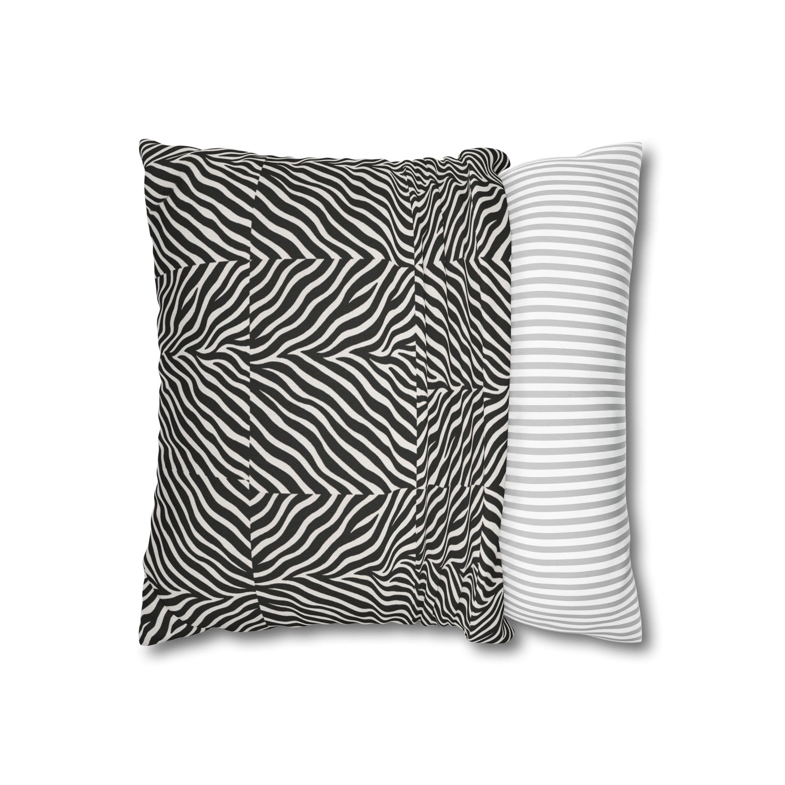 Black White Zebra Stripe Pillowcase | Animal Print Square Pillowcase - Image 3