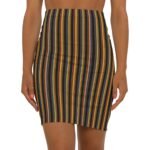 Striped Pencil Skirt | Mid-Waist Women's Skirt - Casual Office Wear, Evening Outfit, Striped Fashion Apparel, Work Attire, Trendy Skirt