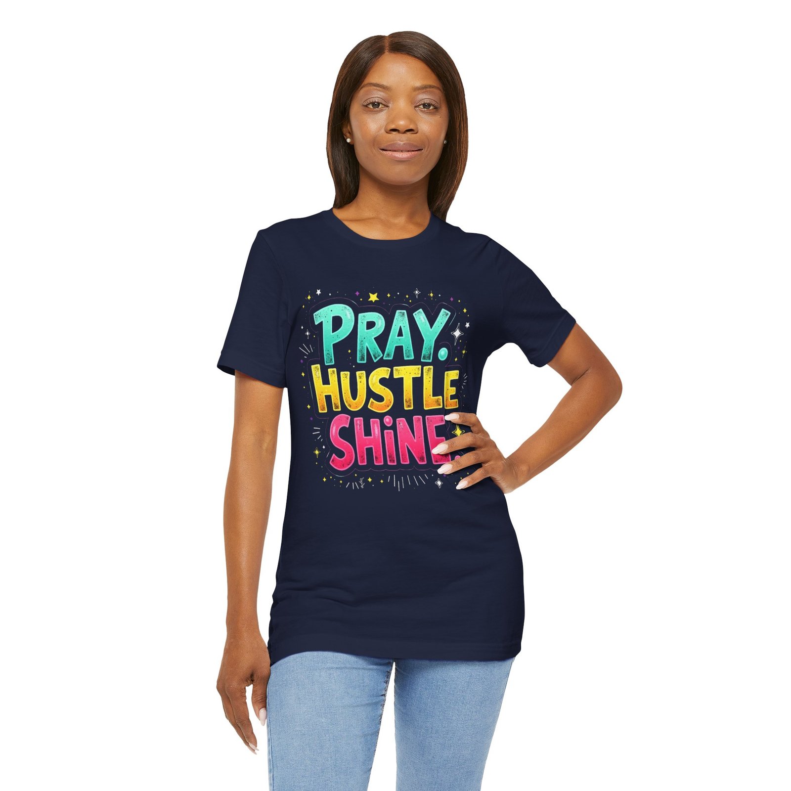 Pray Hustle Shine, Motivational Shirt, Casual Wear, Gift for Dreamers, Positive Vibes - Image 14