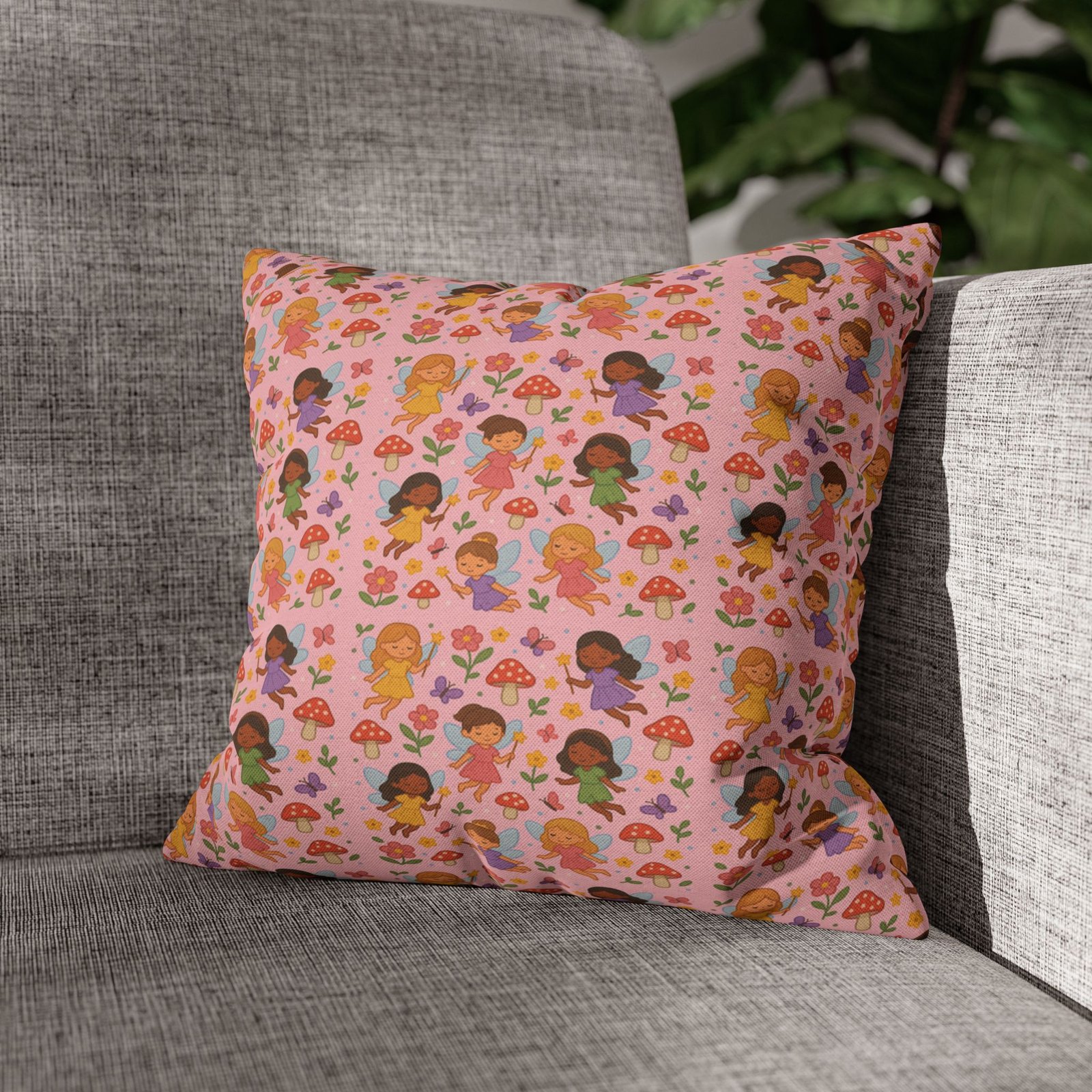 Flower Girls Square Pillowcase, Floral Pillow Cover, Bedroom Decor, Home Accent, Flower Pattern Bedding