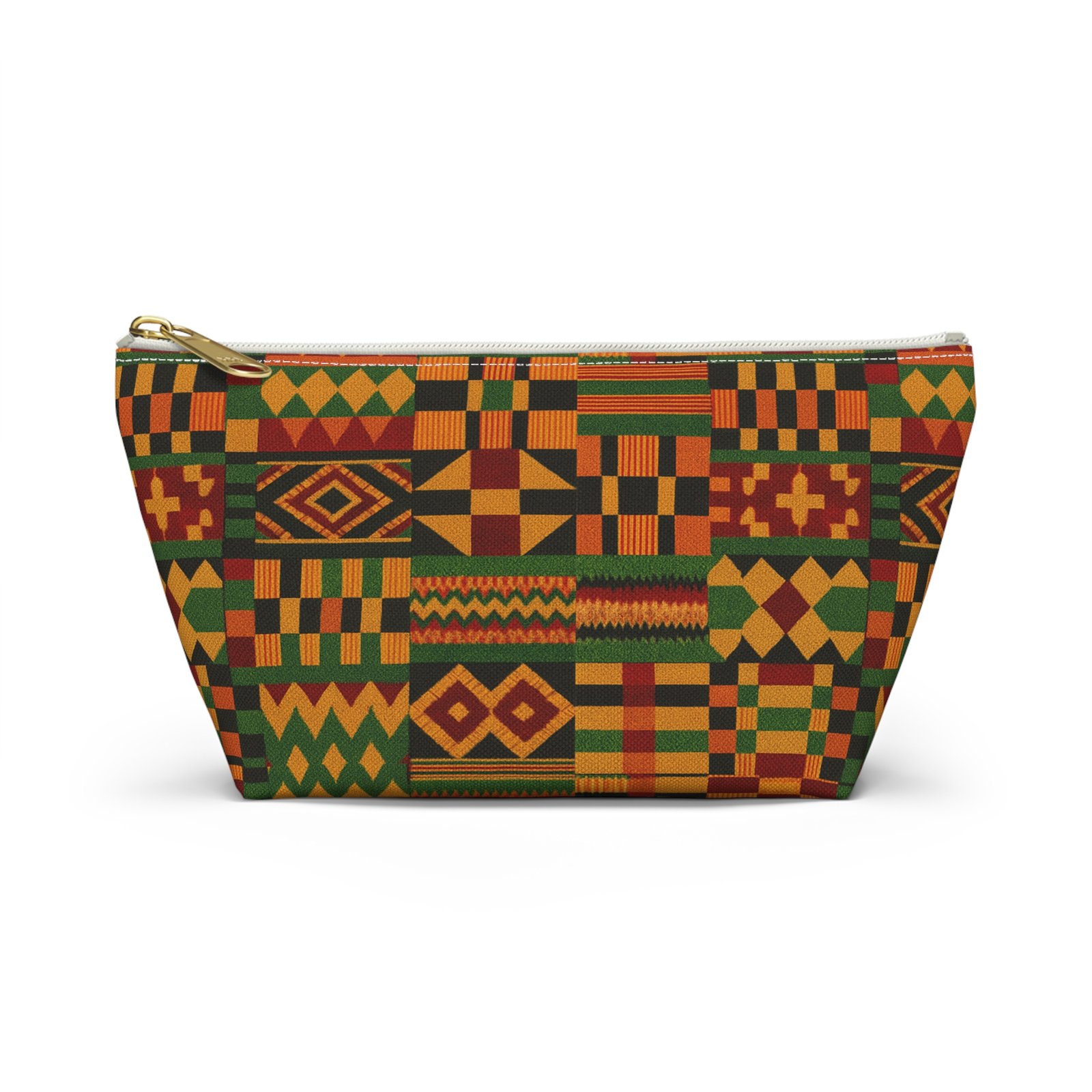 Kente Pattern Accessory Pouch | T-Bottom Makeup Bag, African Print - Image 13