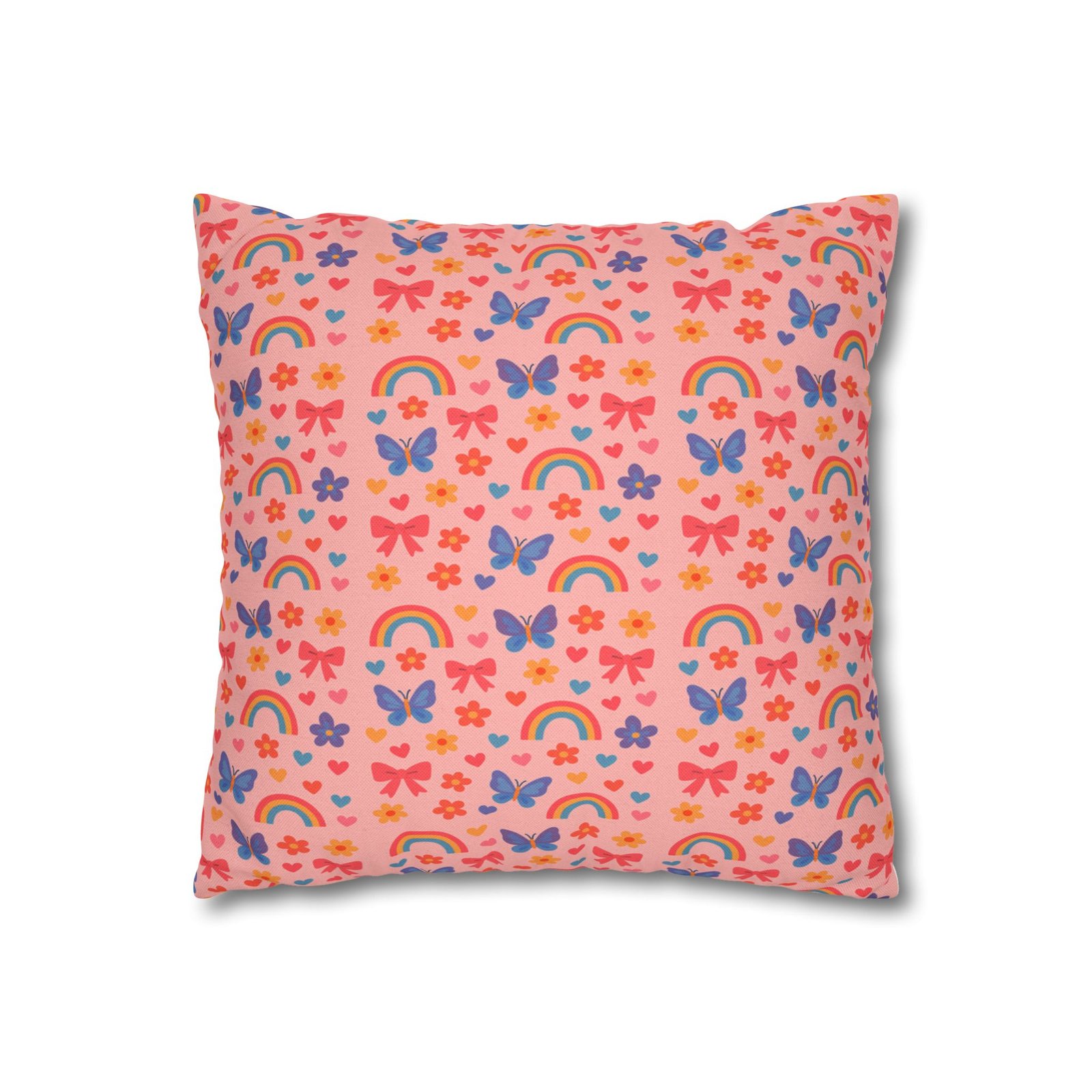 Rainbow Butterflies Pattern Pillowcase | Square Polyester Pillowcase - Image 4