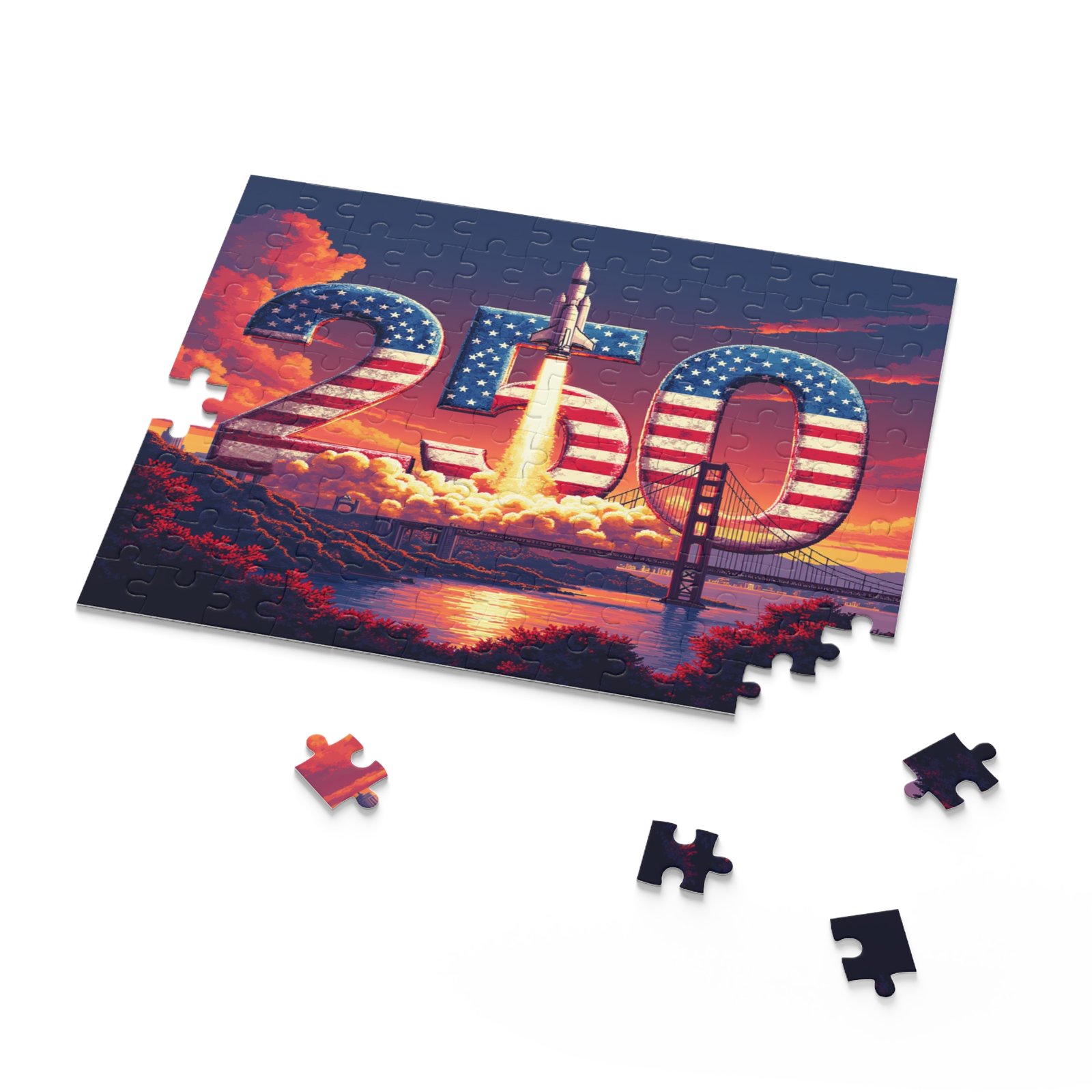 Puzzle, America 250 Patriotic Space Puzzle, USA Flag Jigsaw Game, Independence Day Activity, Fourth of July Gift, Mind Exercise Hobby,